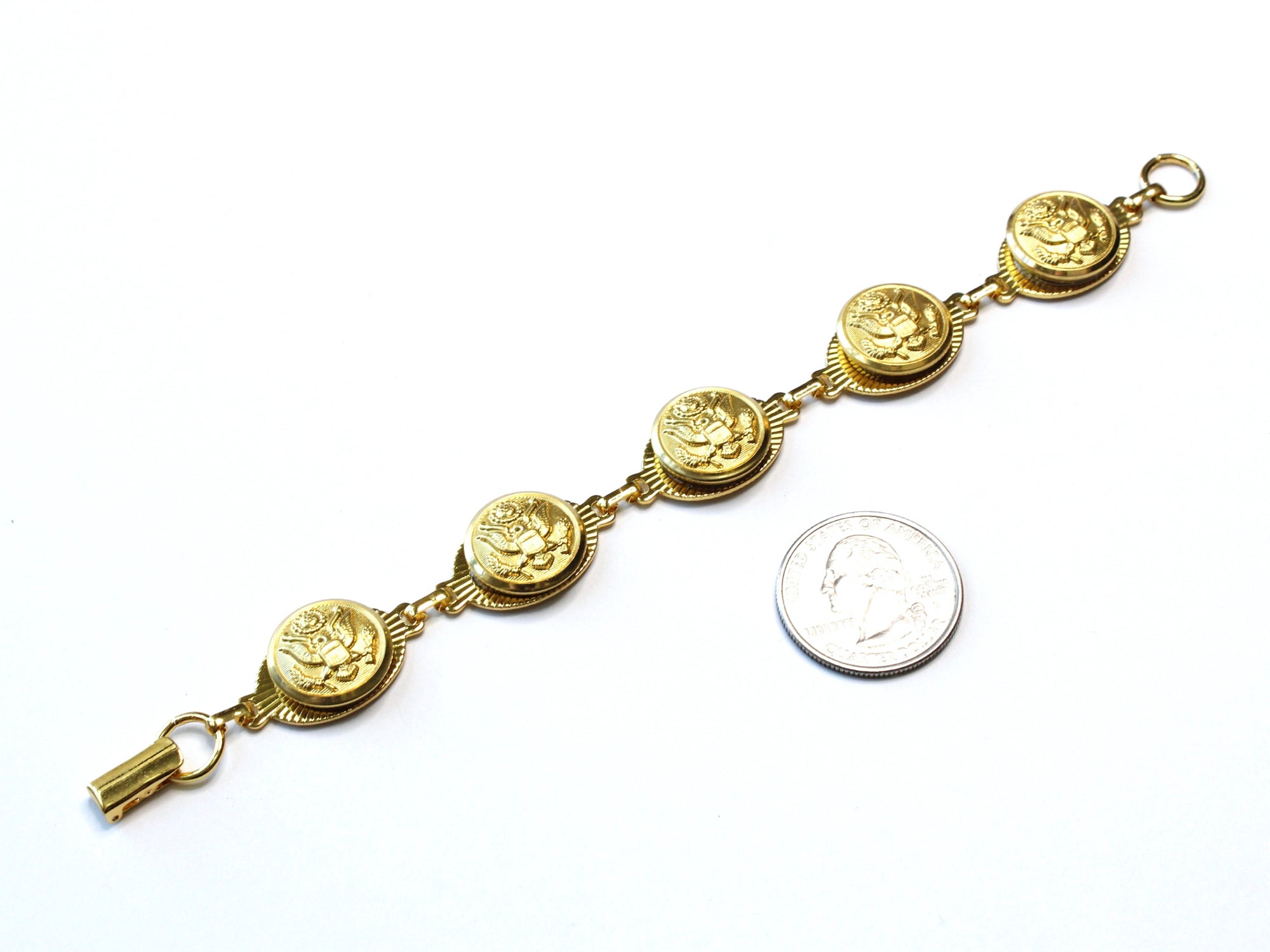 Legacy Collection | Military Button Small Linked Bracelet in Gold