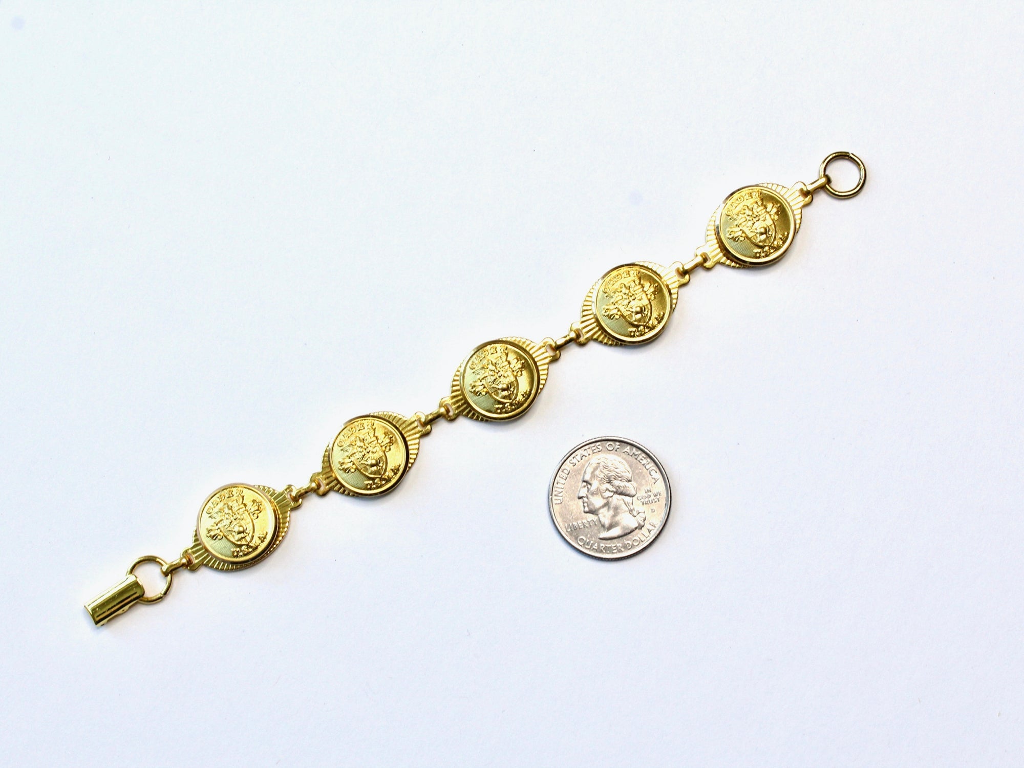 Legacy Collection | Military Button Small Linked Bracelet in Gold
