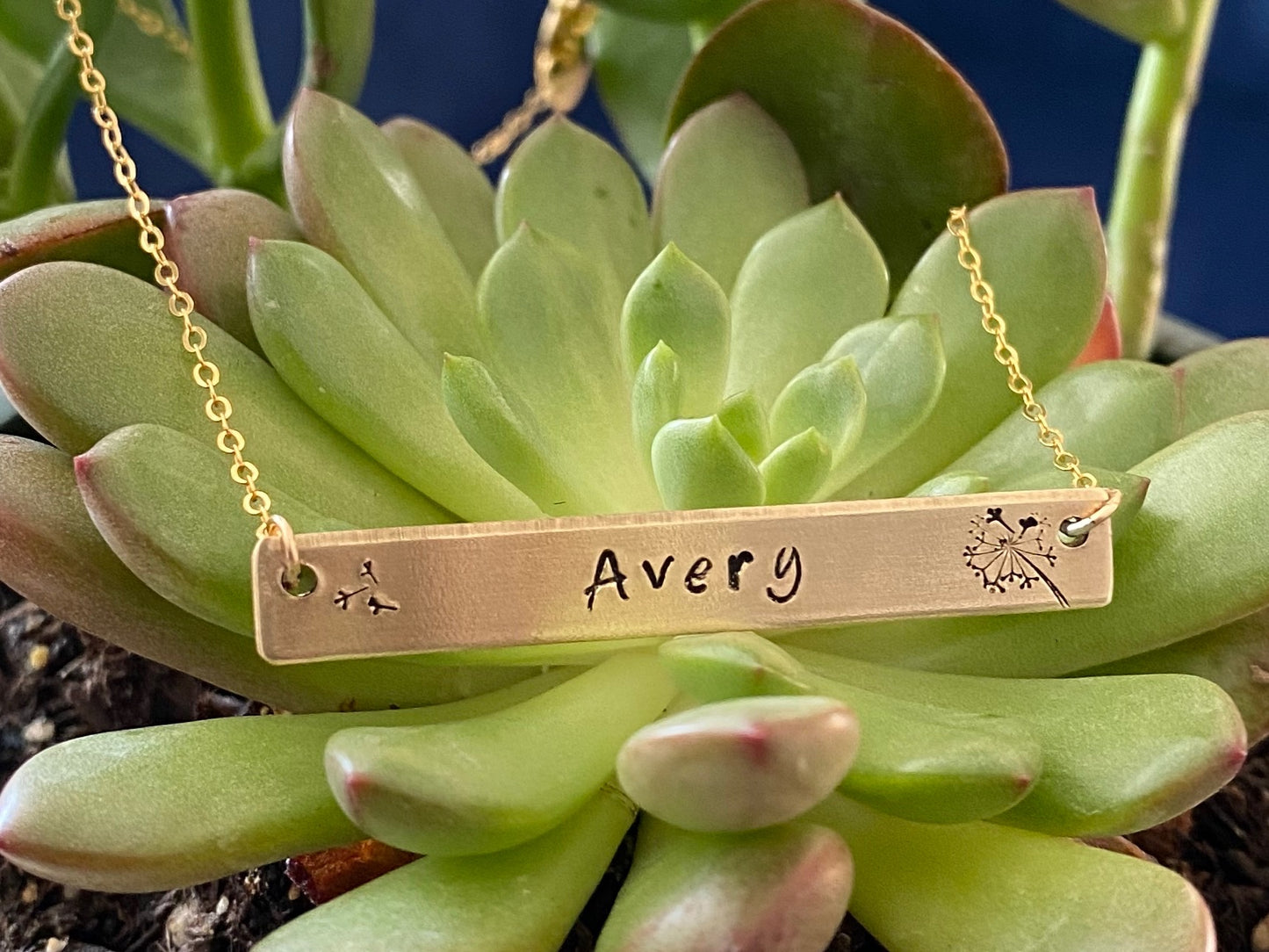 Dandelion Bar Pendant Necklace