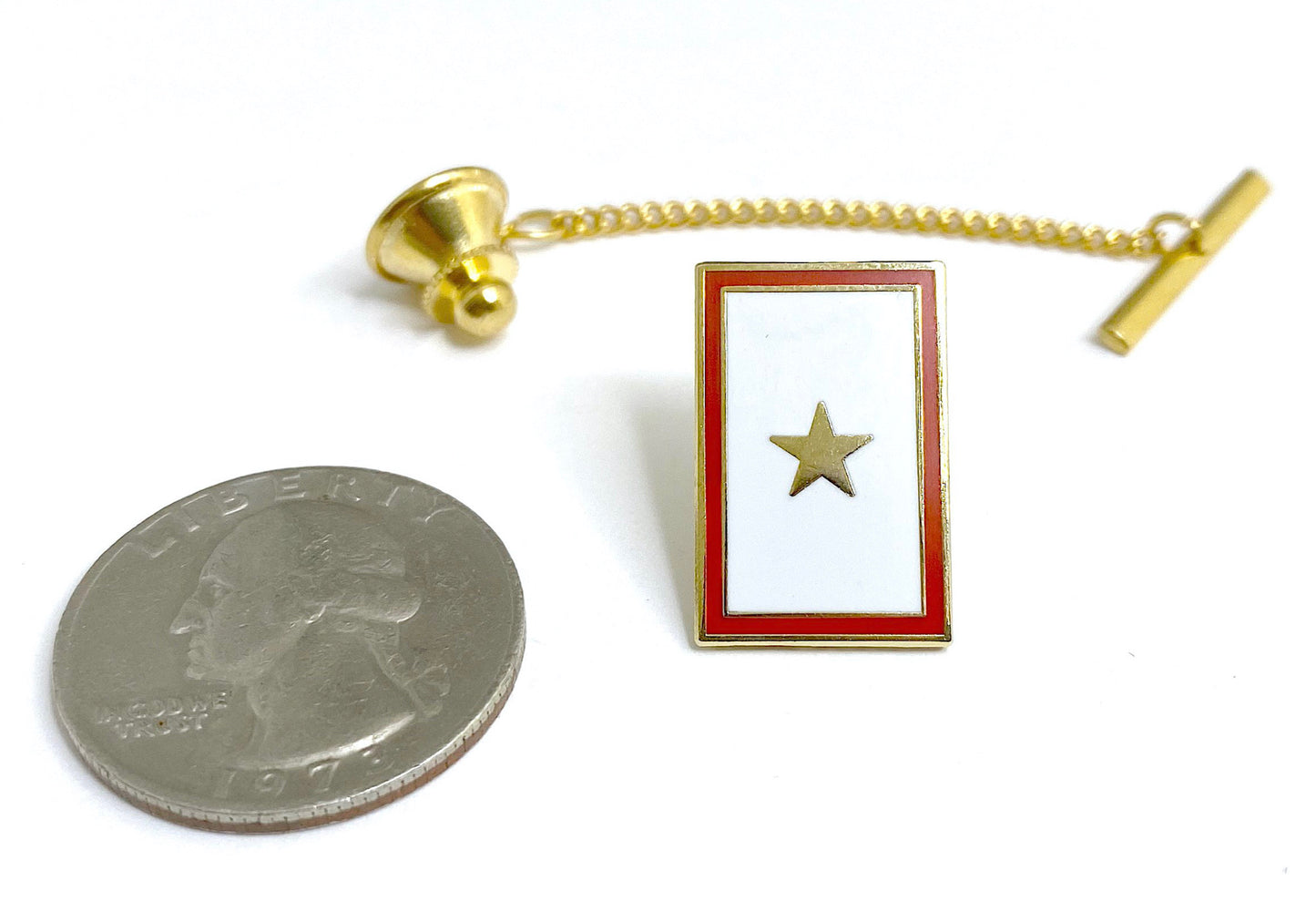 Gold Star Banner Tie Tack