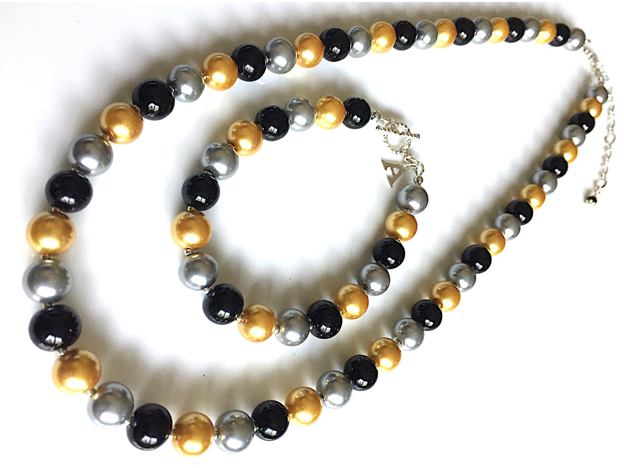 Black Gold & Gray Pearl Bracelet