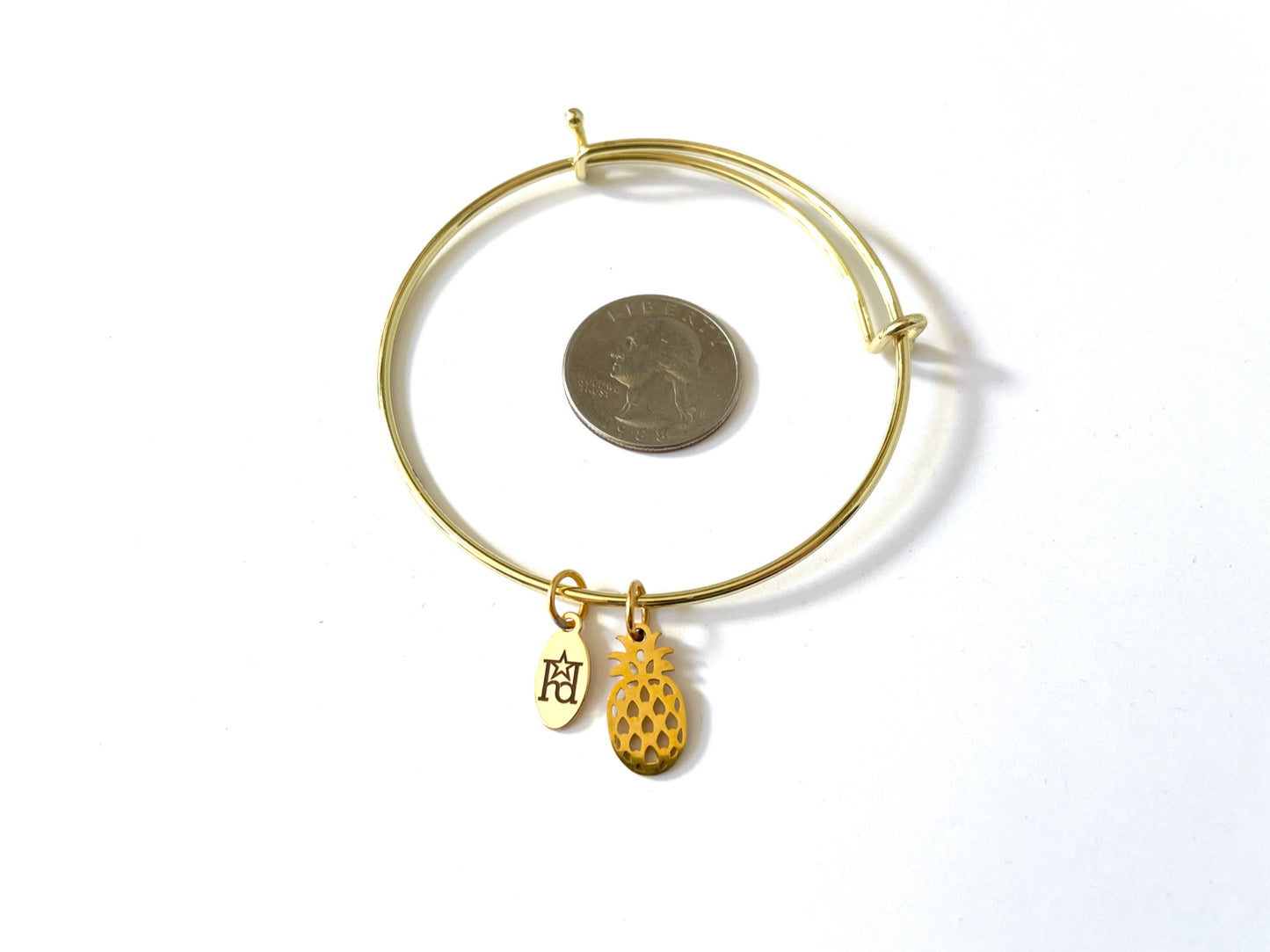 Pineapple Gold Bangle Bracelet