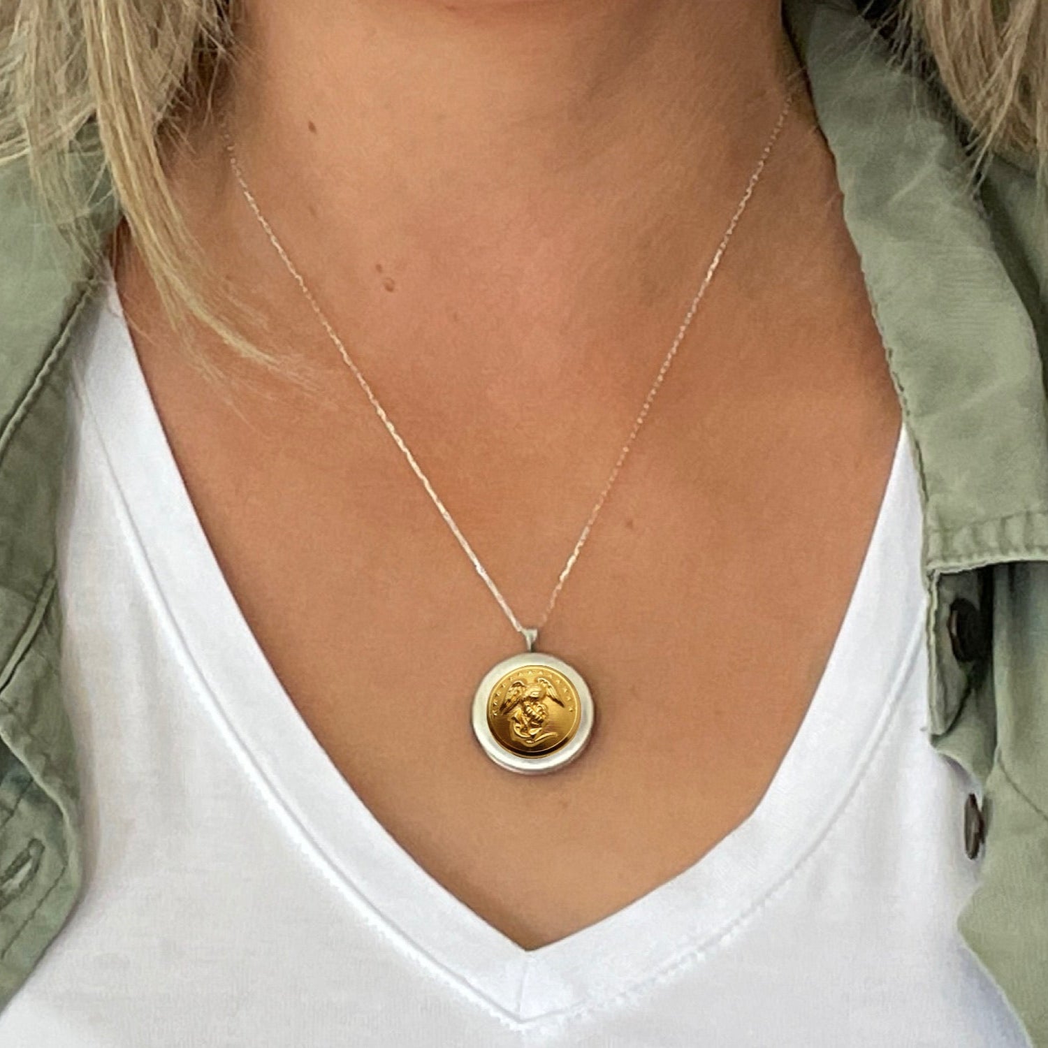 Legacy Collection | Button Silver Locket Necklace