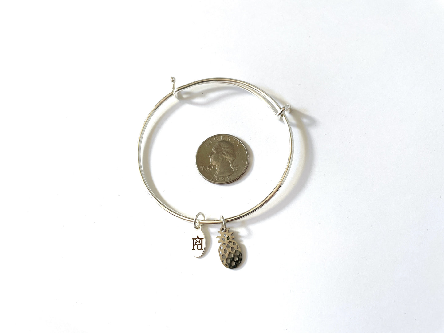 Pineapple Silver Bangle Bracelet