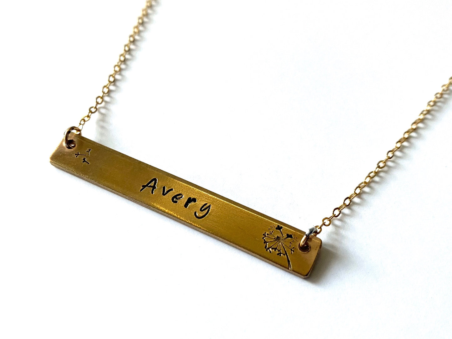 Dandelion Bar Pendant Necklace