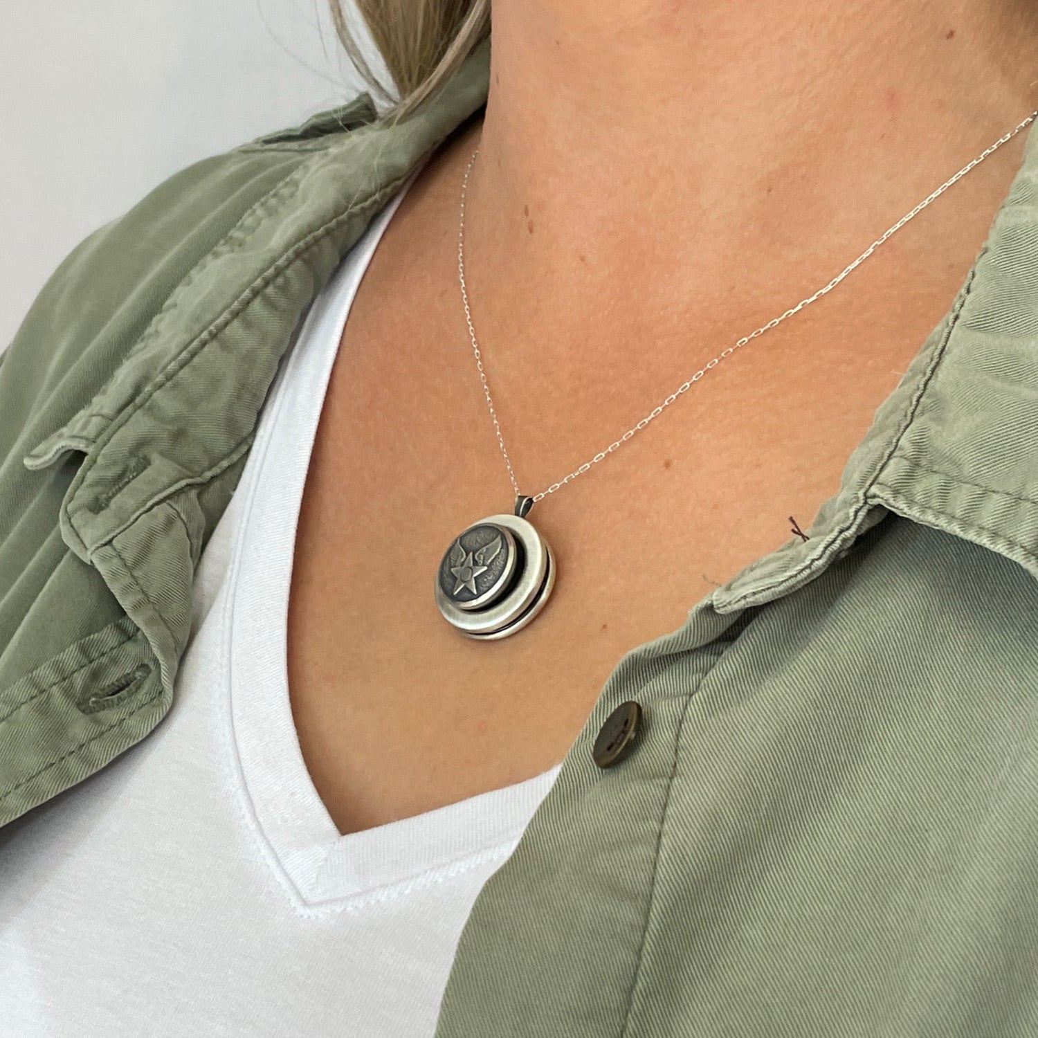 Legacy Collection | Button Silver Locket Necklace