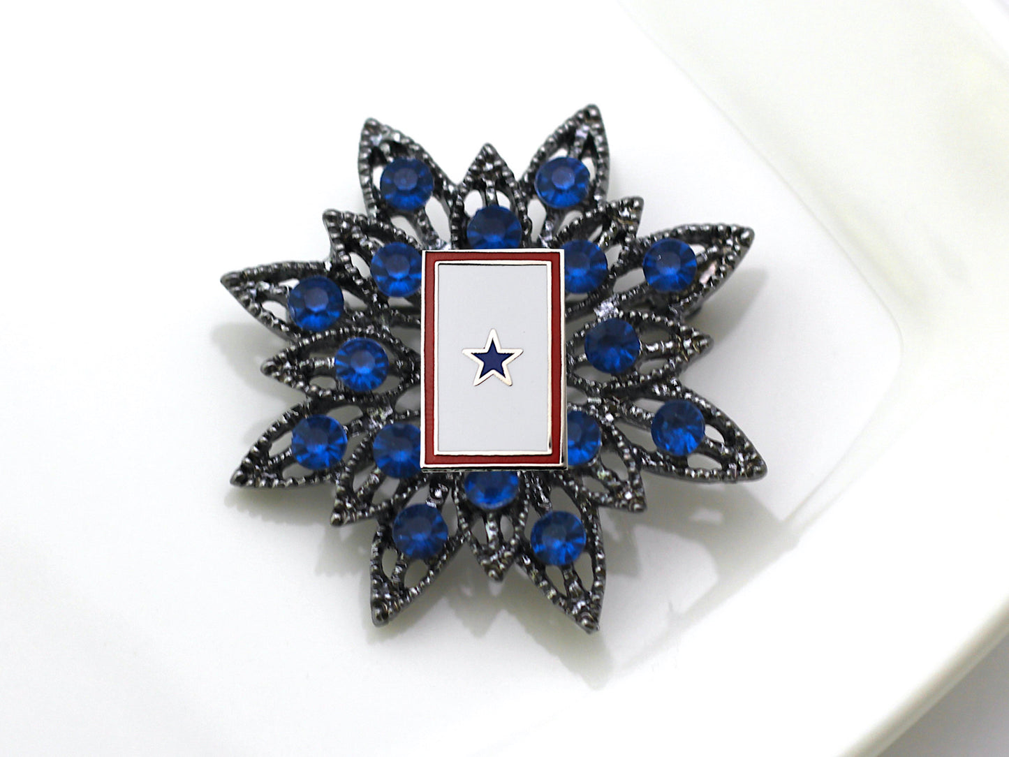 Blue Star Banner Brooch 4E