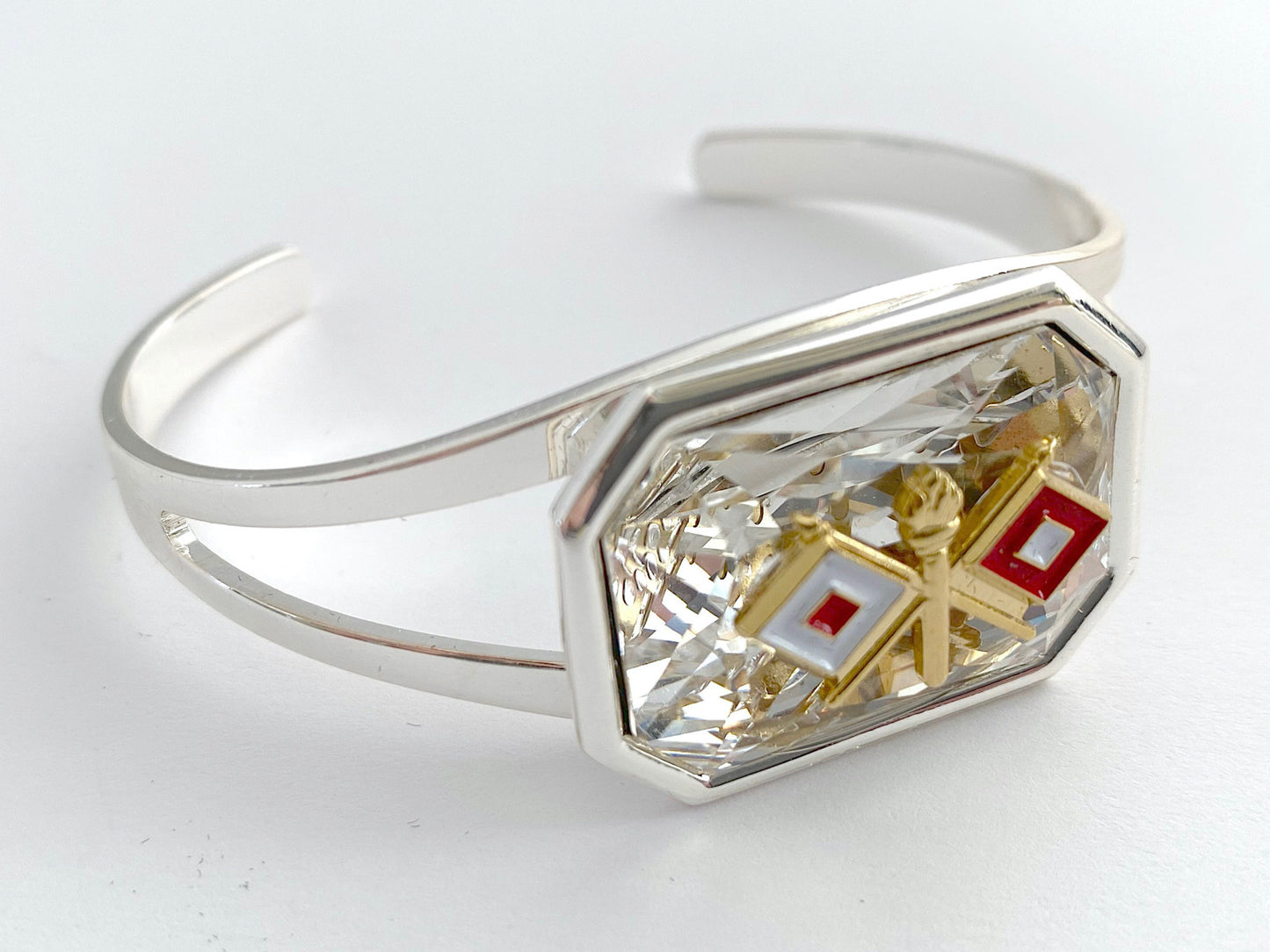 Army Signal Swarovski Crystal Silver Cuff Bracelet BR518