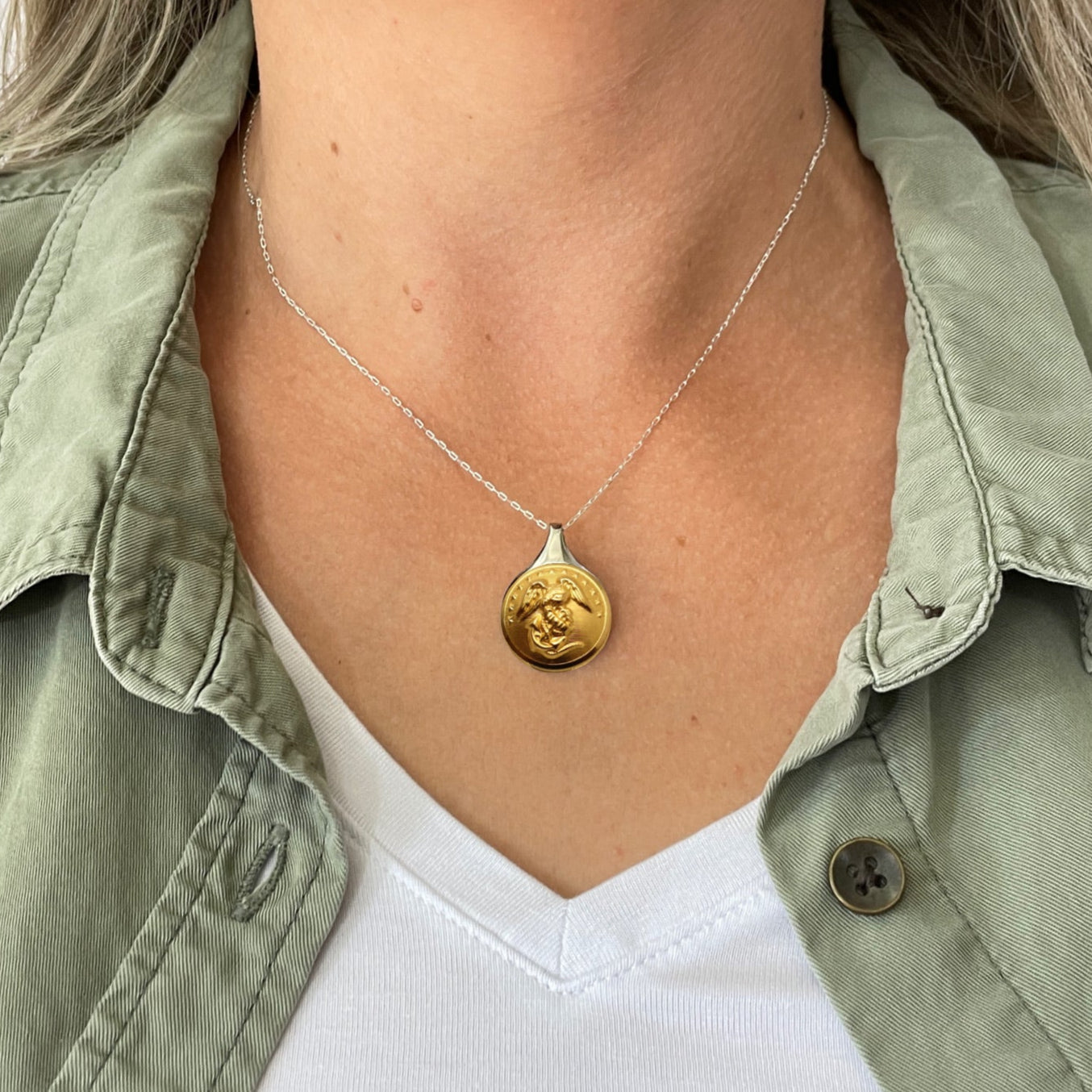 Legacy Collection | Button Sleek Silver Necklace