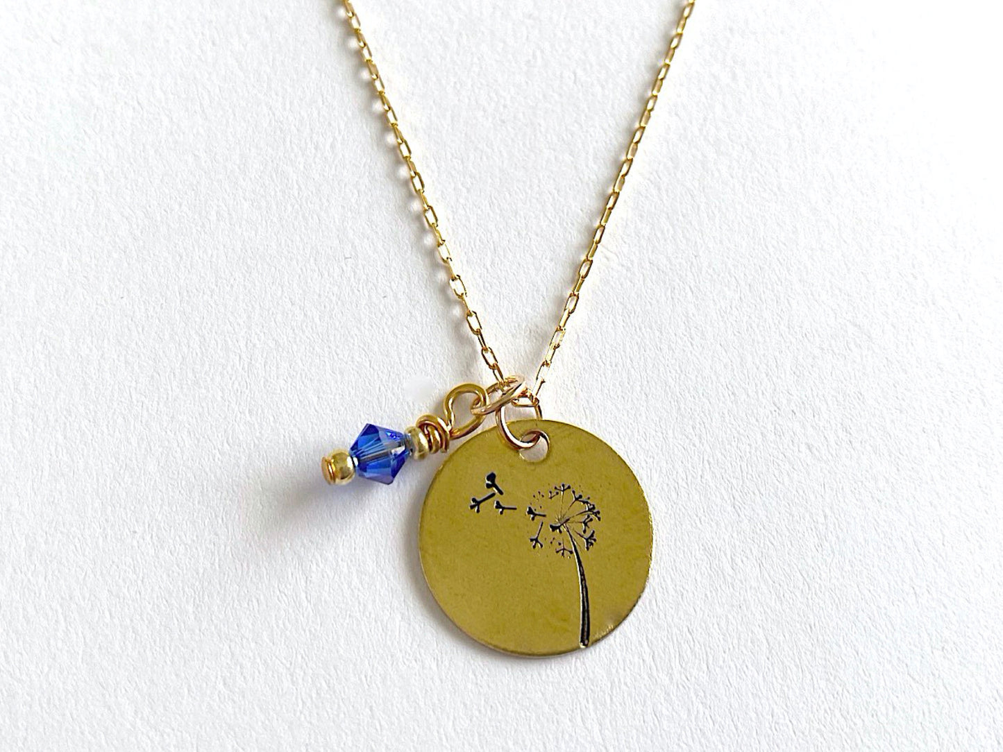 Dandelion Round Gold Pendant Necklace