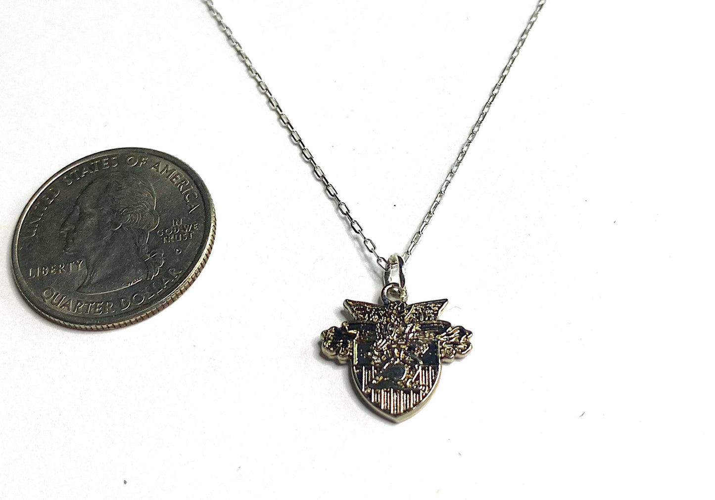 USMA Small Silver Crest Charm Necklace