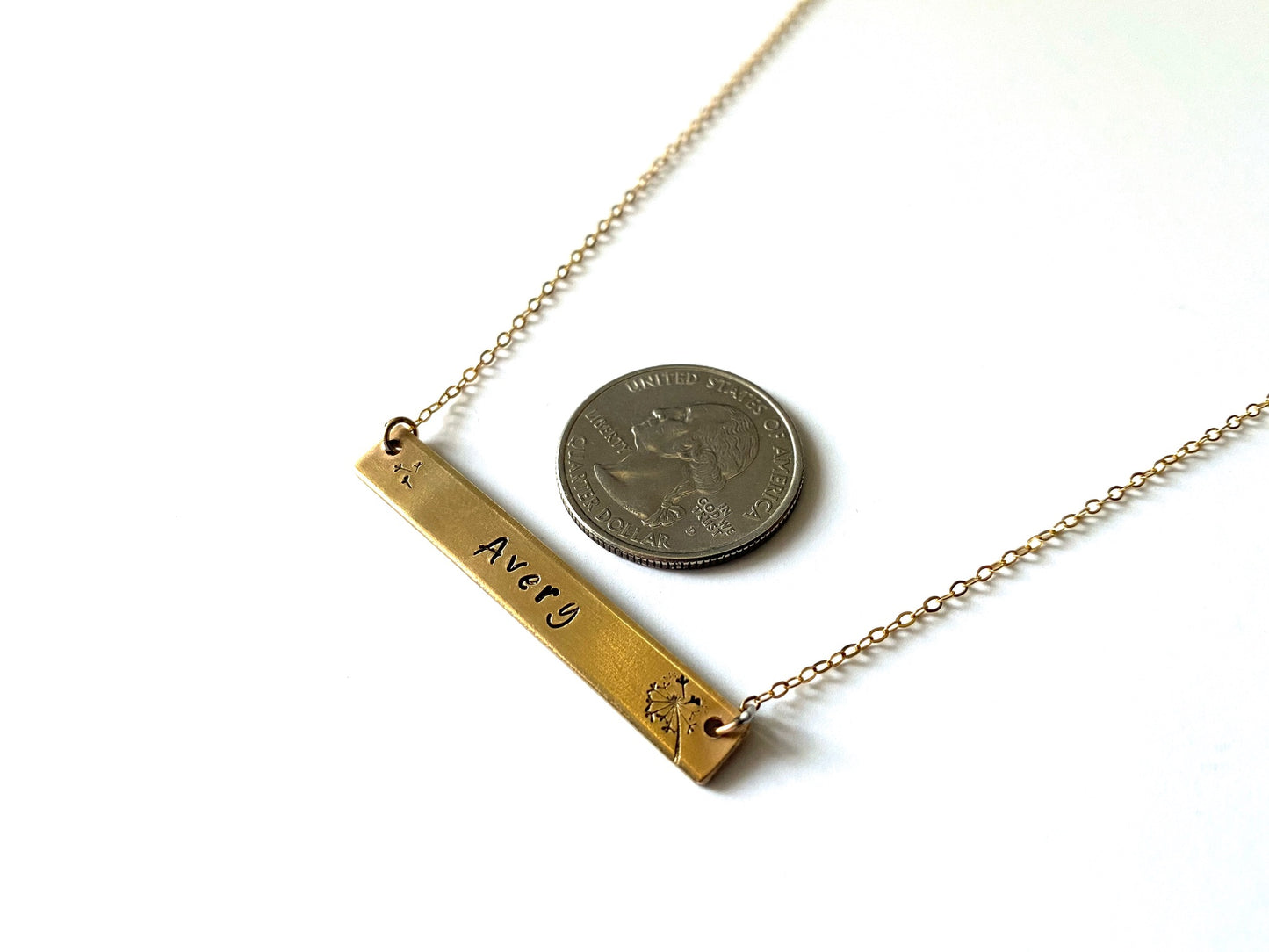 Dandelion Bar Pendant Necklace