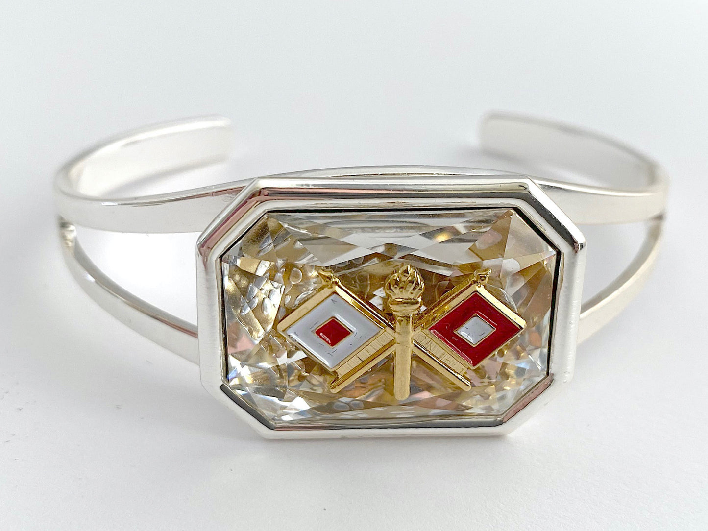 Army Signal Swarovski Crystal Silver Cuff Bracelet BR518