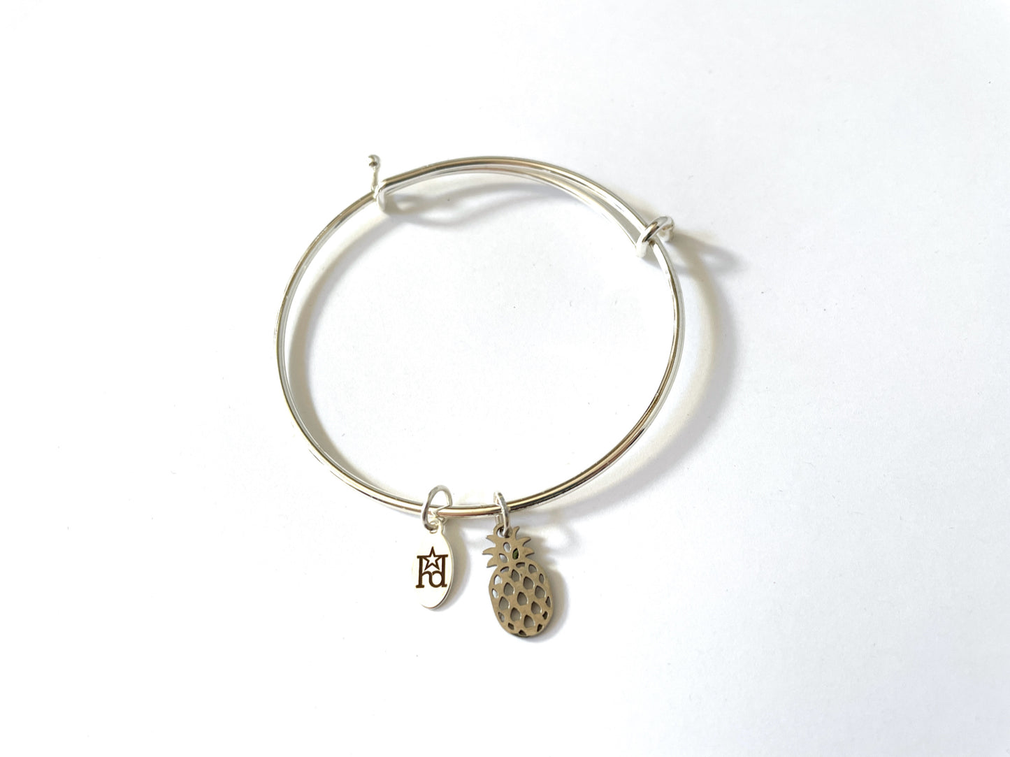 Pineapple Silver Bangle Bracelet
