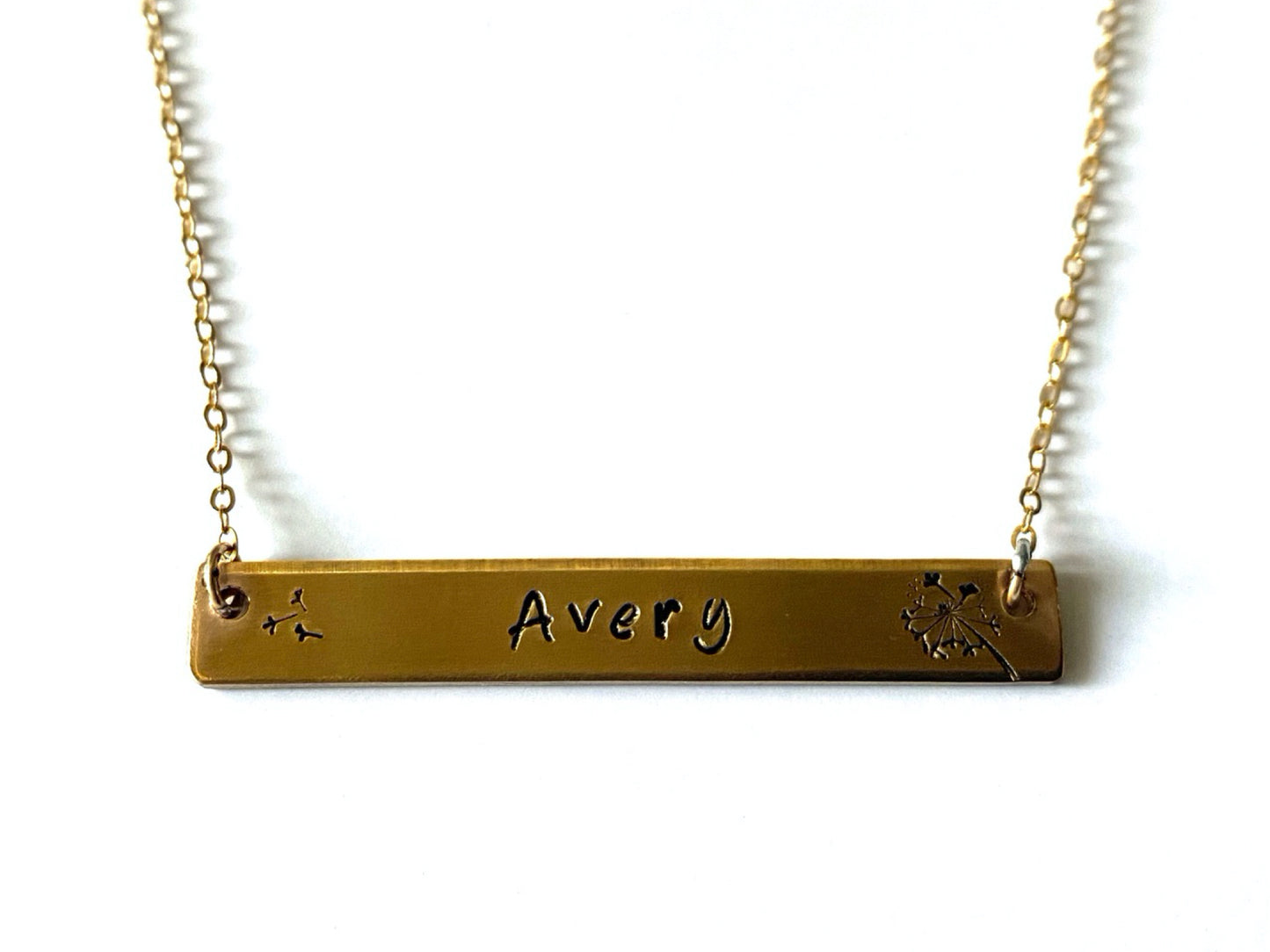Dandelion Bar Pendant Necklace