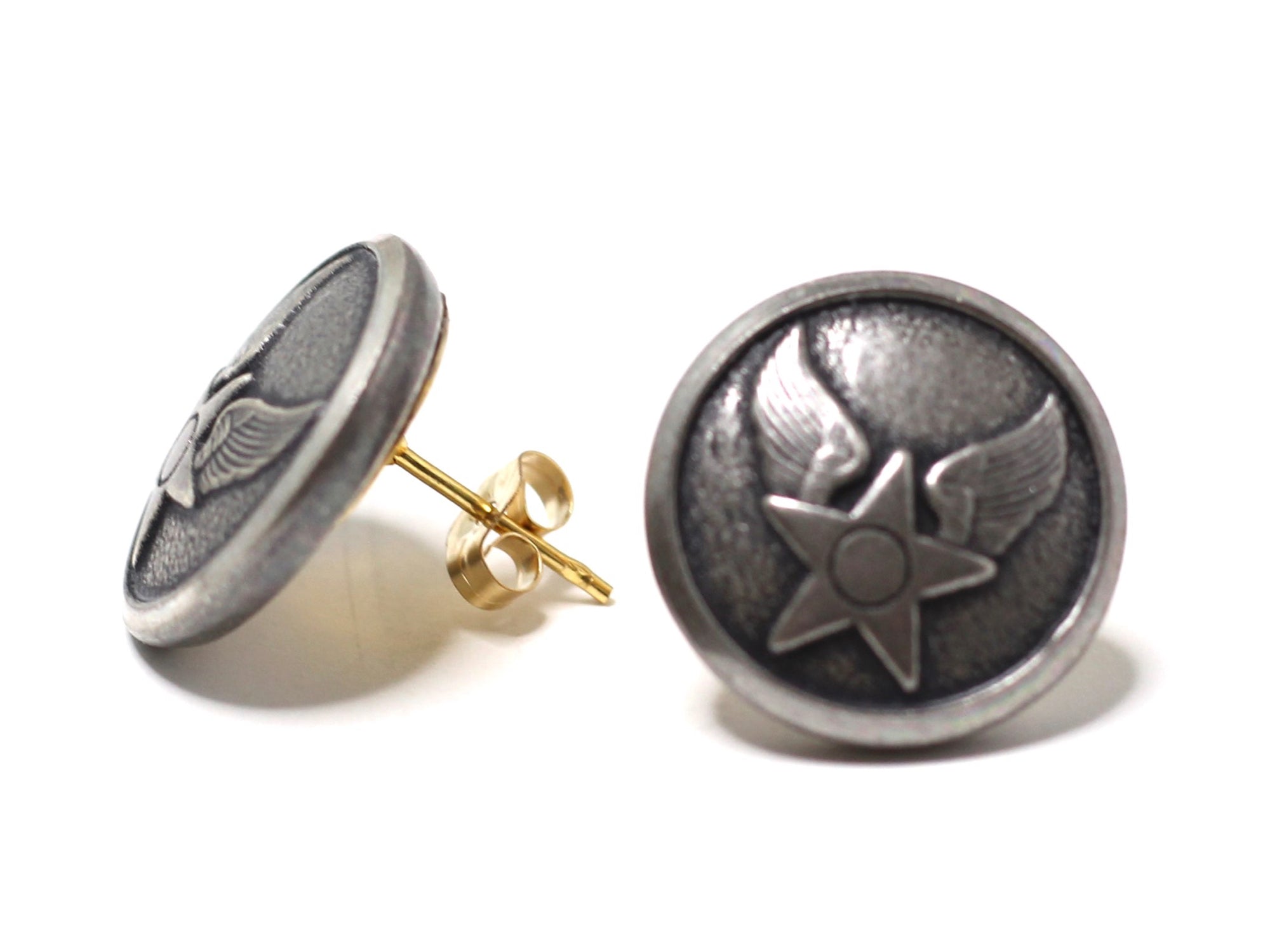 Air Force Button Post Earrings