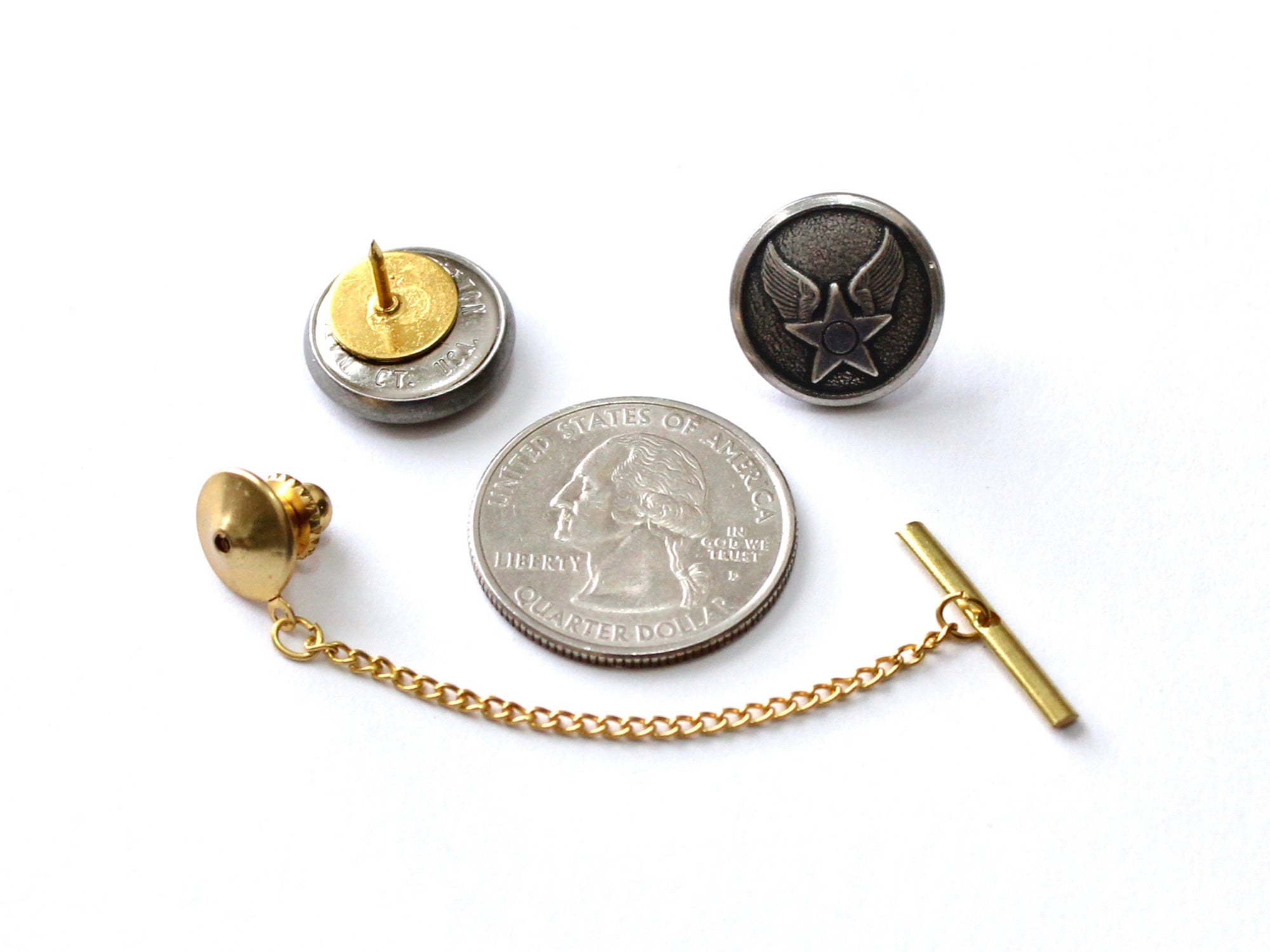 Air Force Button Gold Tie Tack