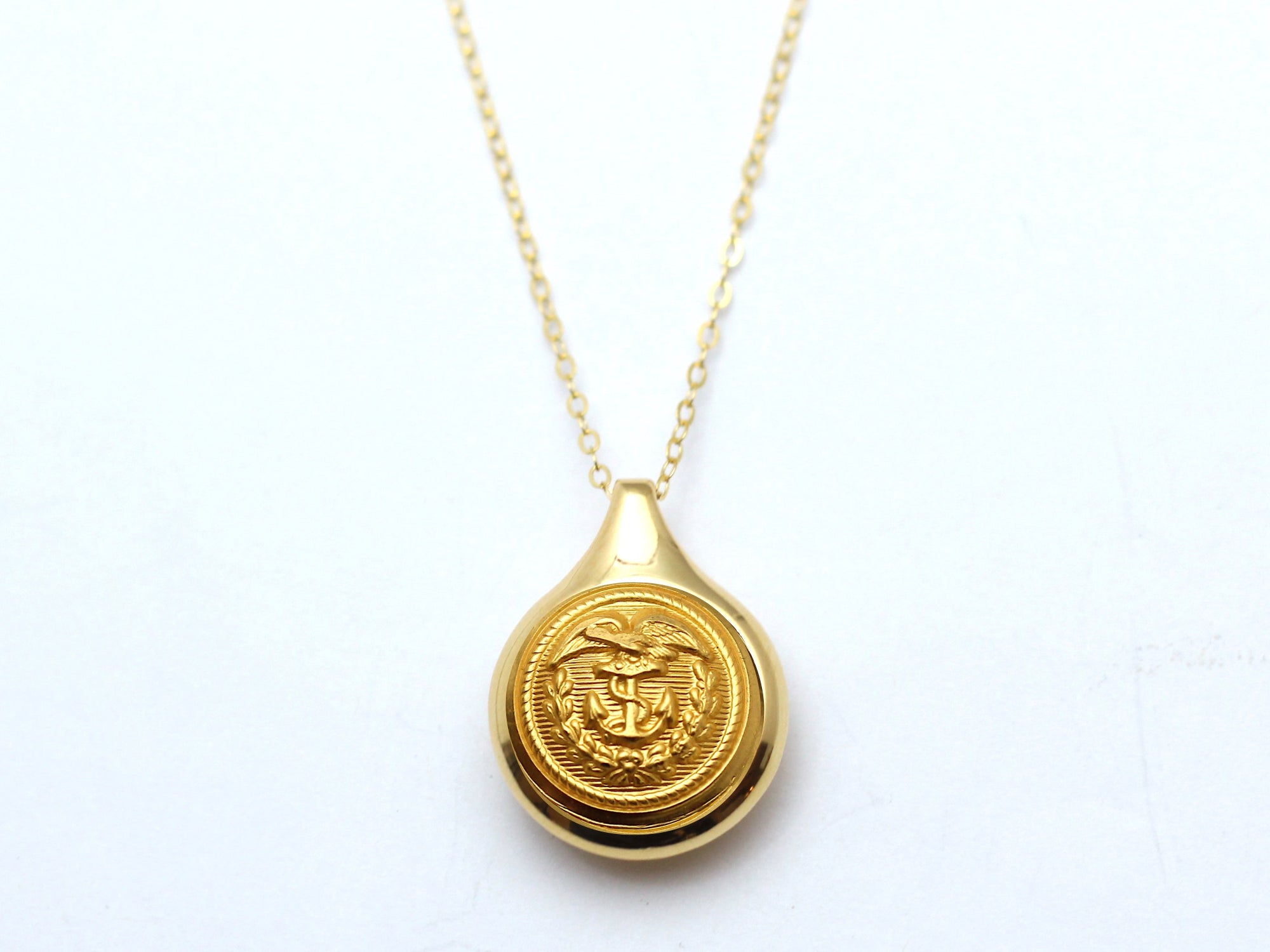 Coast Guard Button Sleek Gold Necklace