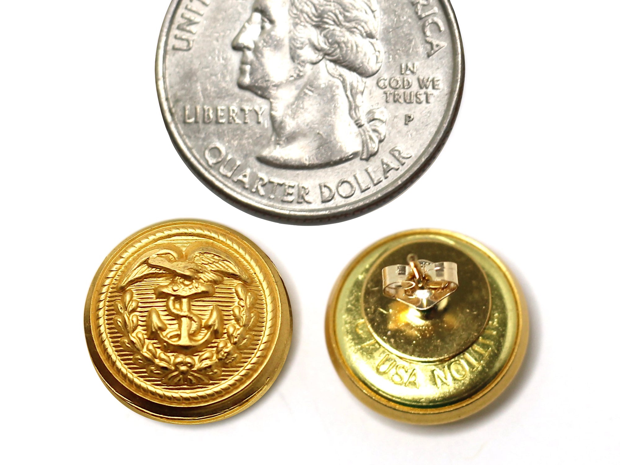 Coast Guard Button Post Earrings