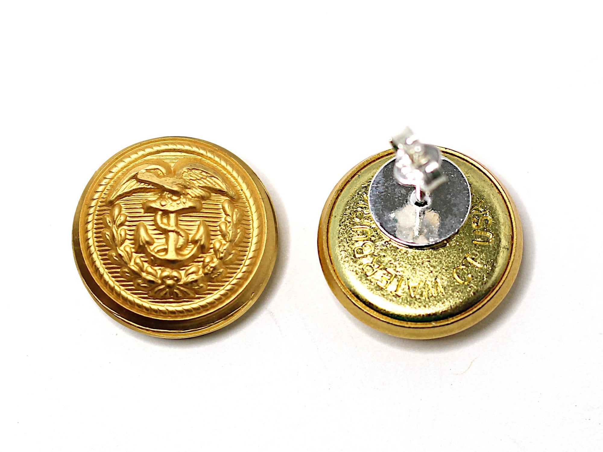 Coast Guard Button Post Earrings