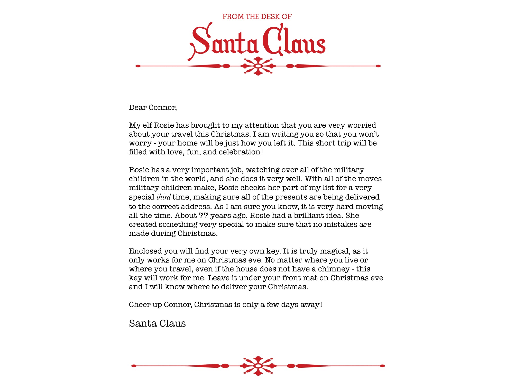 Hand-stamped Santa Key