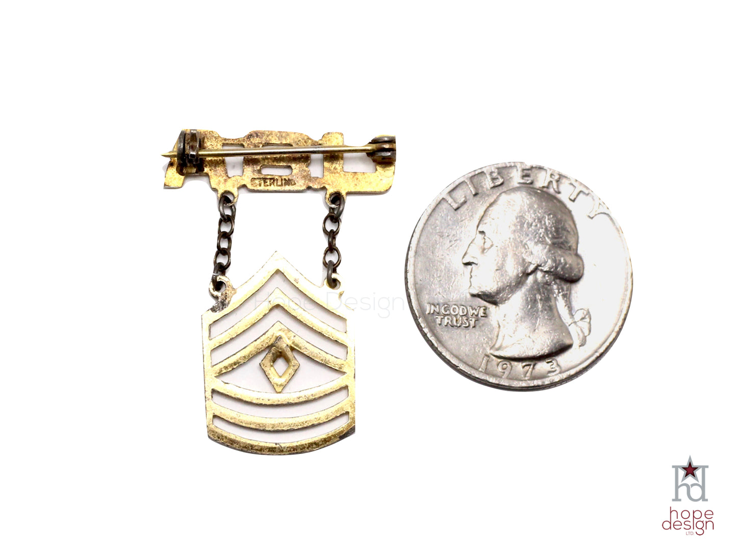 WWII-era Vintage Sweetheart Pin | Army 1SG Rank VB35