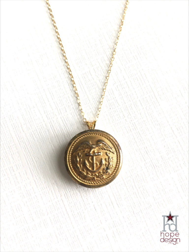 Limited Edition Coast Guard Button Necklace on white background