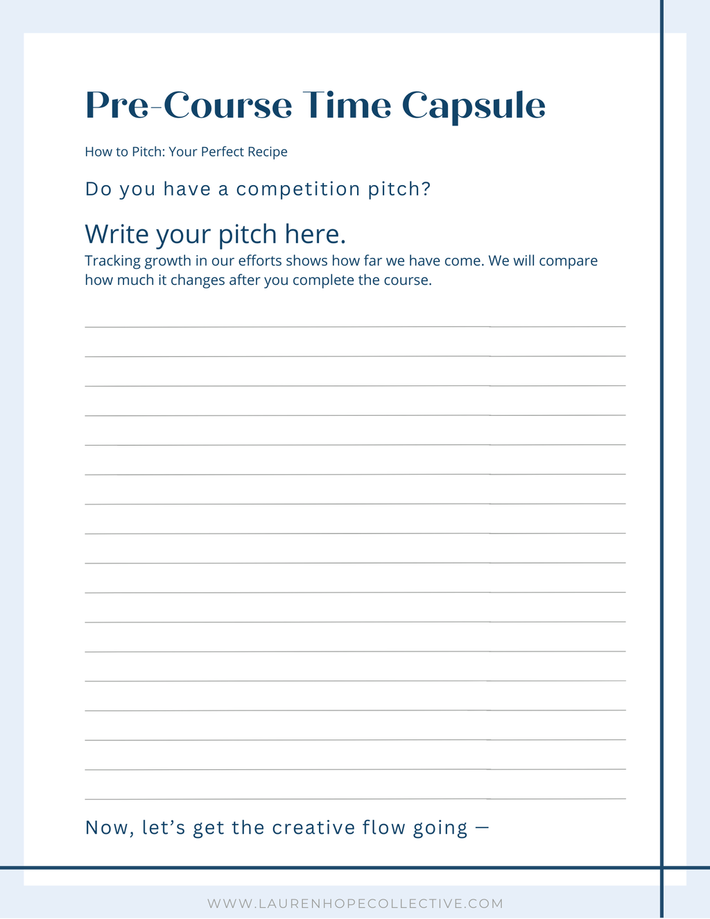 Downloadable Workbook: How to Pitch: Your Perfect Recipe
