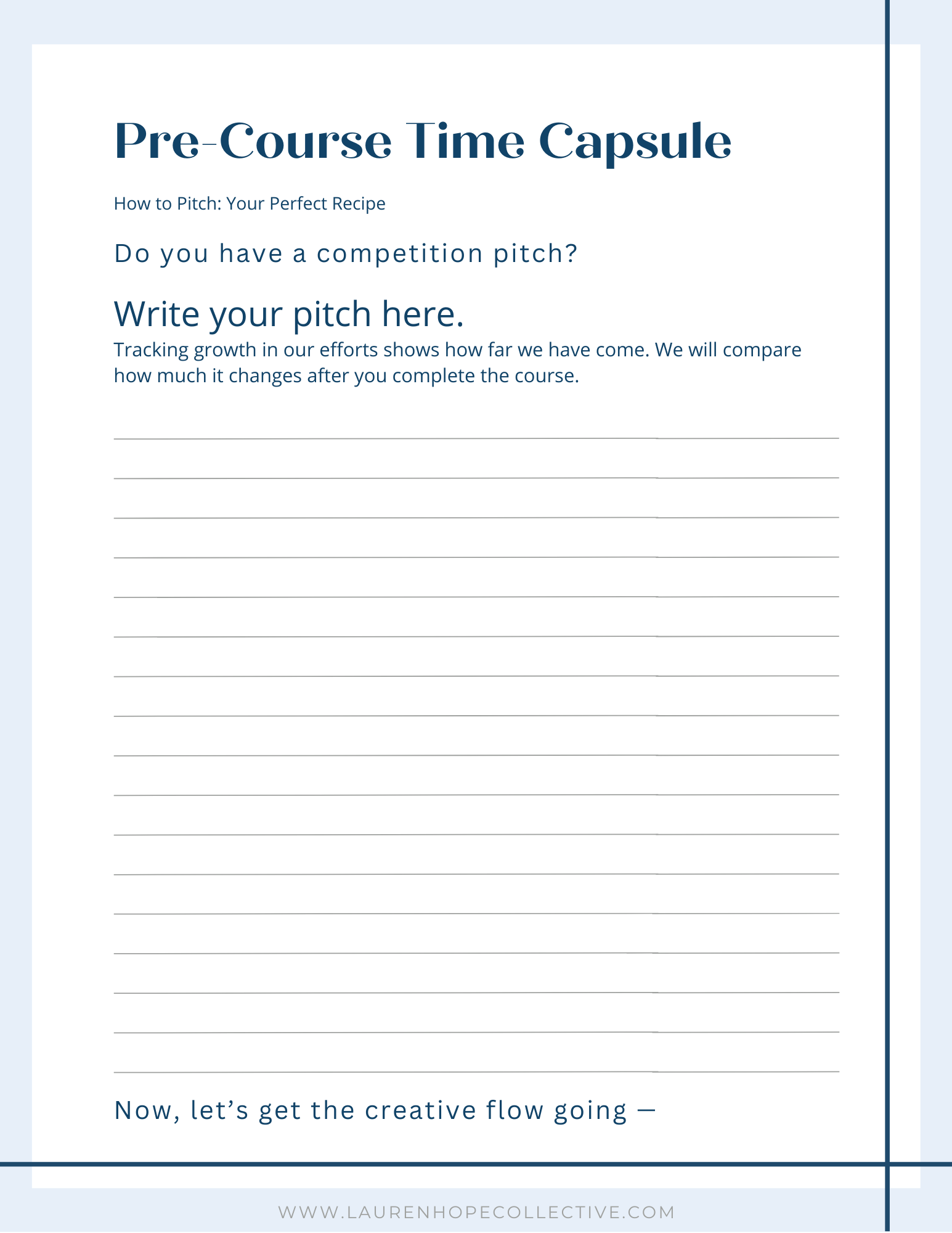 Downloadable Workbook: How to Pitch: Your Perfect Recipe