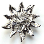 Silver star-shaped brooch on a white background