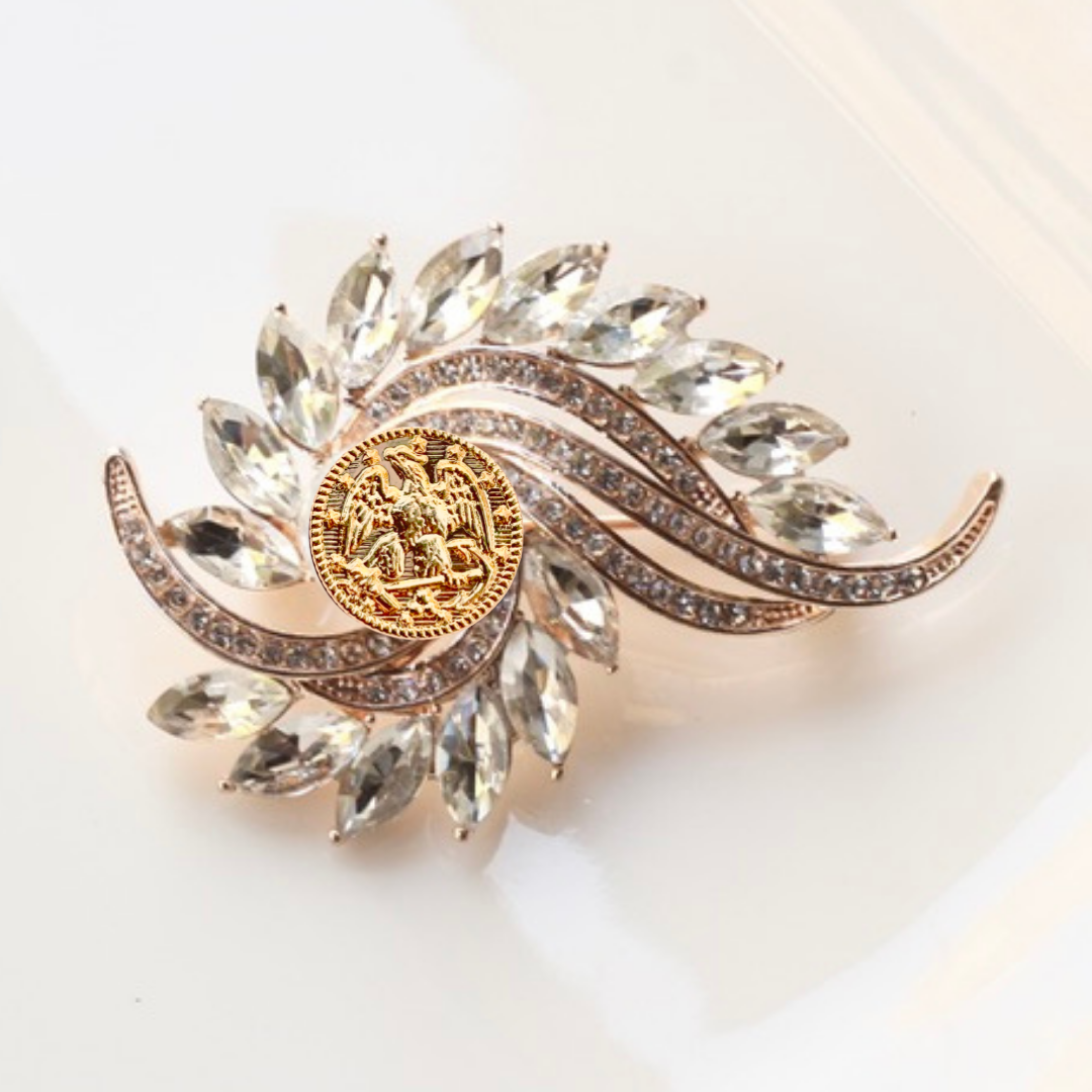 Navy Gold Signature Brooch 14D