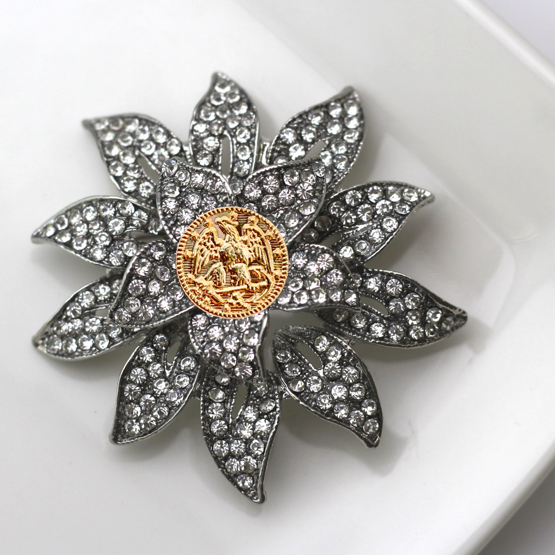 Navy Gold Signature Brooch 24H