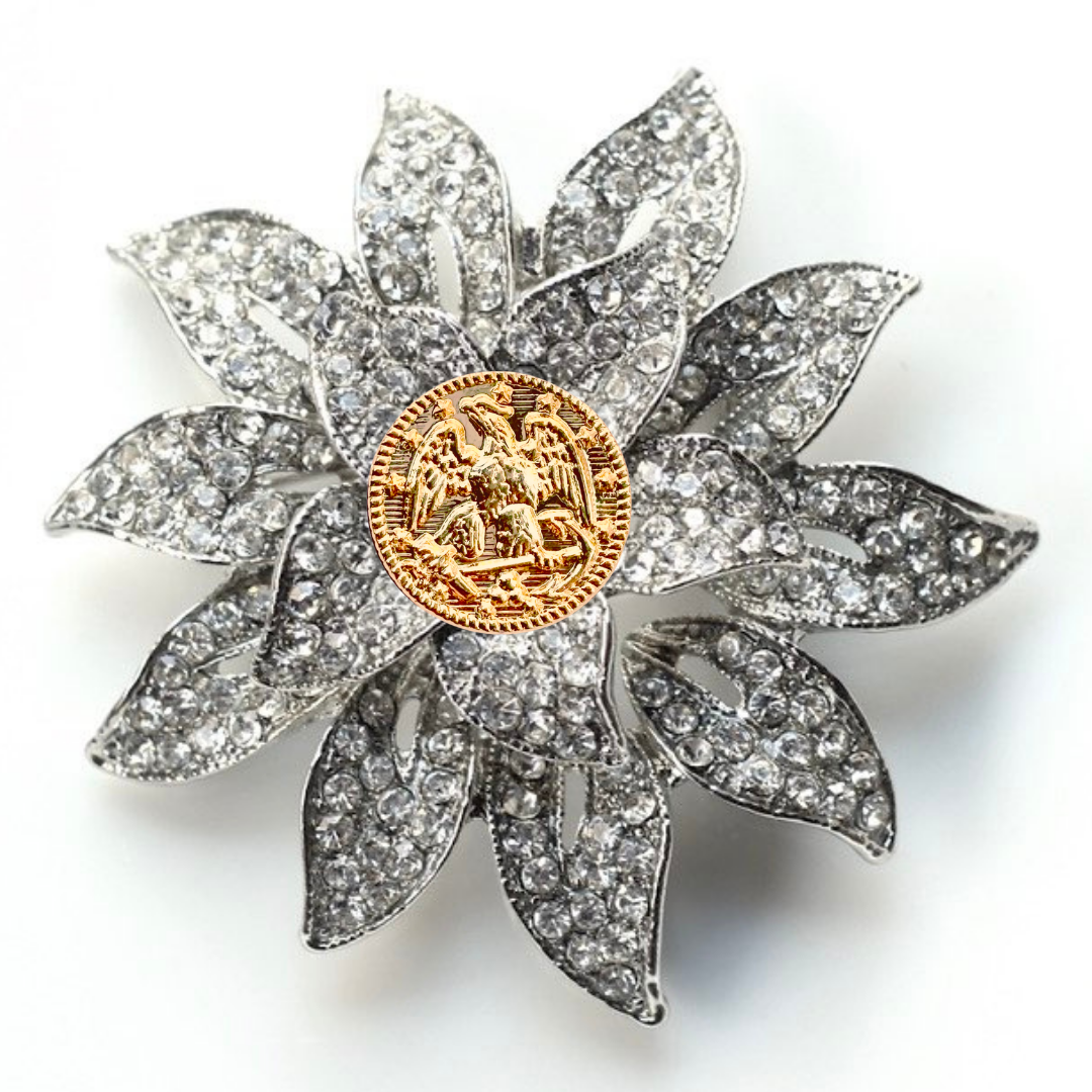 Navy Gold Signature Brooch 24H