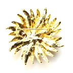 Gold sunburst brooch on a white background