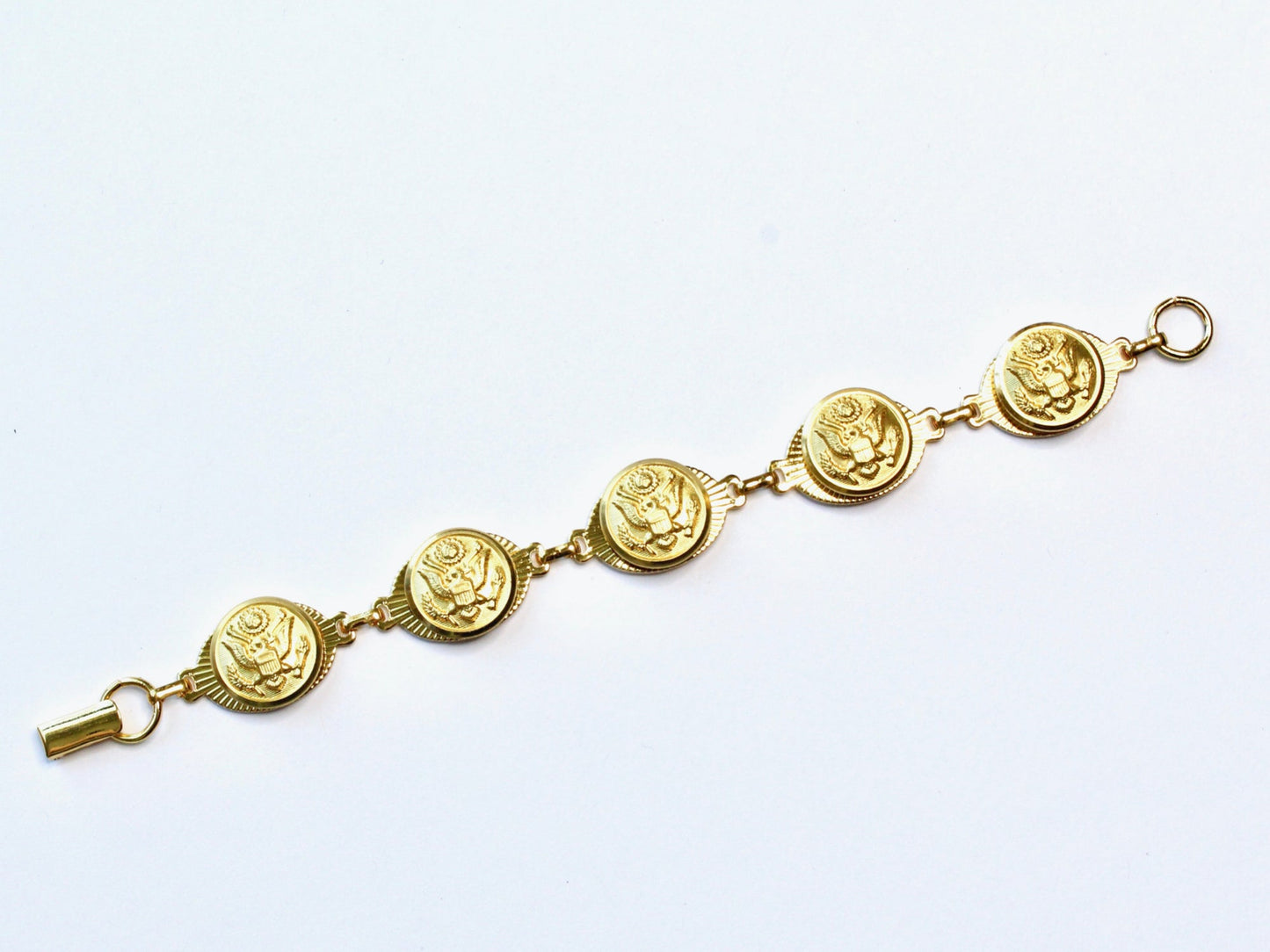 Legacy Collection | Military Button Small Linked Bracelet in Gold