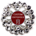 Decorative centerpiece with pearls and crystals on a white background