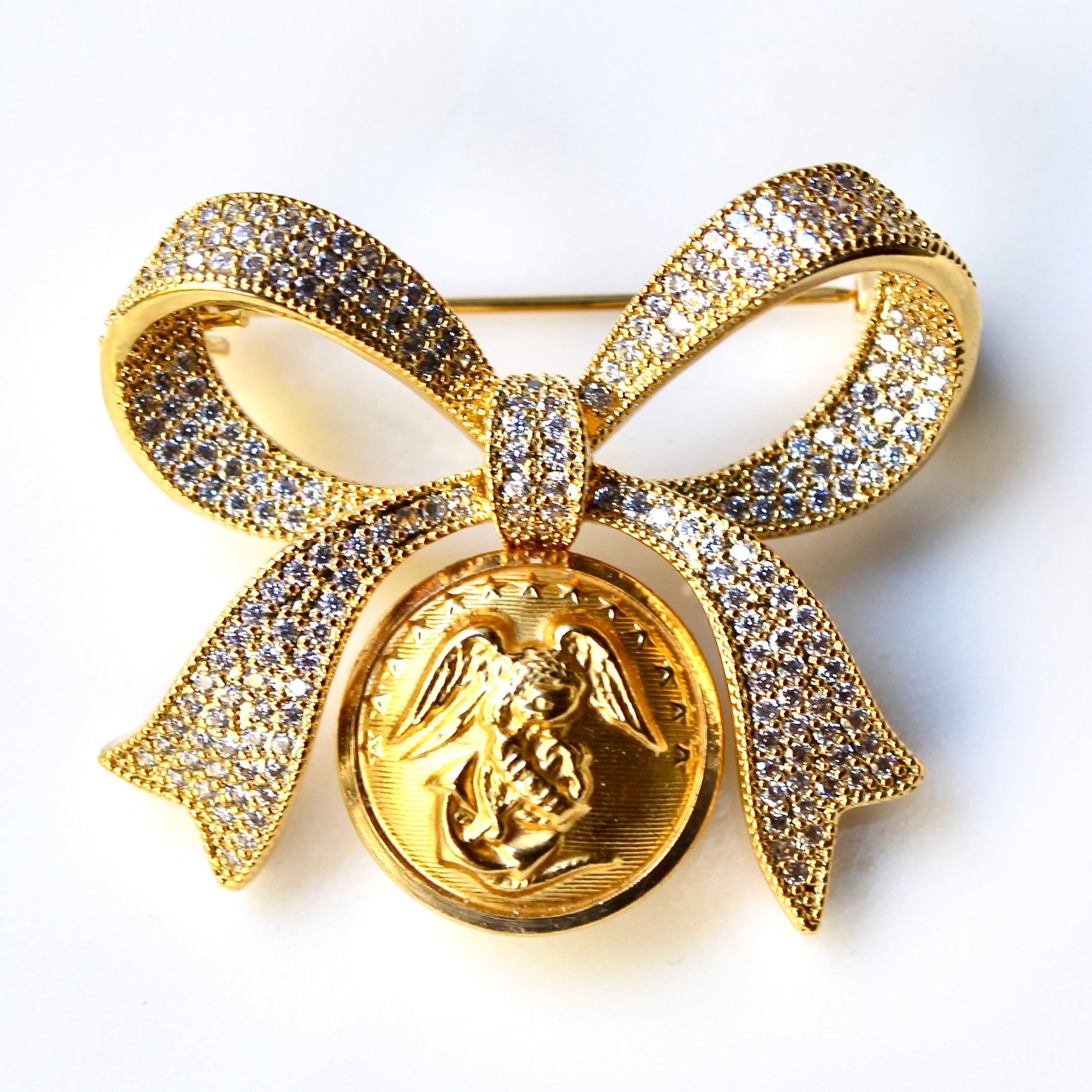 Marine Corps Button Bow Brooch