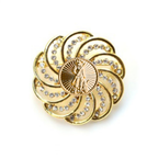 Gold brooch with National Guard design and gemstones on a white background