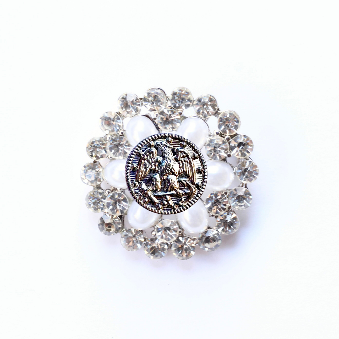 Navy Silver Signature Brooch 07F