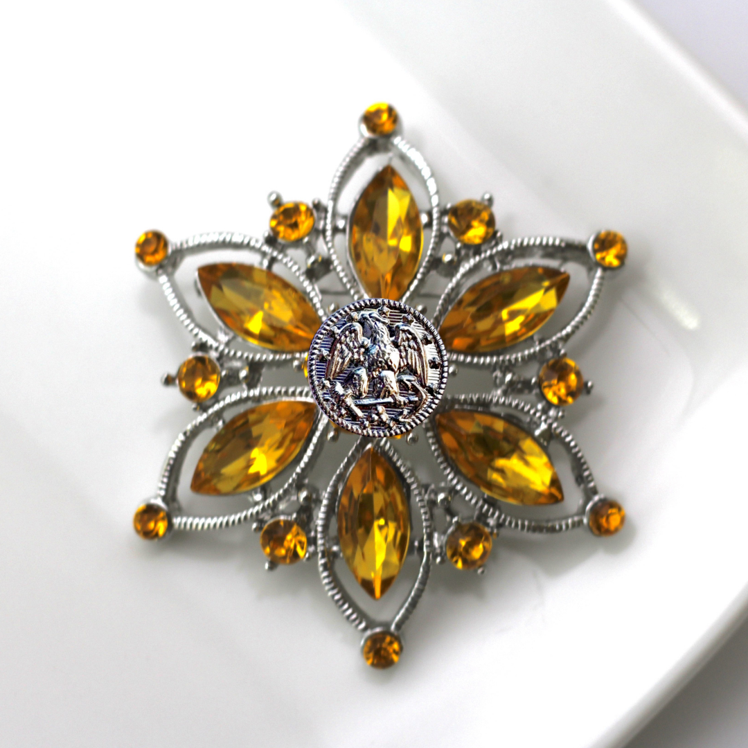 Navy Silver Signature Brooch 09L