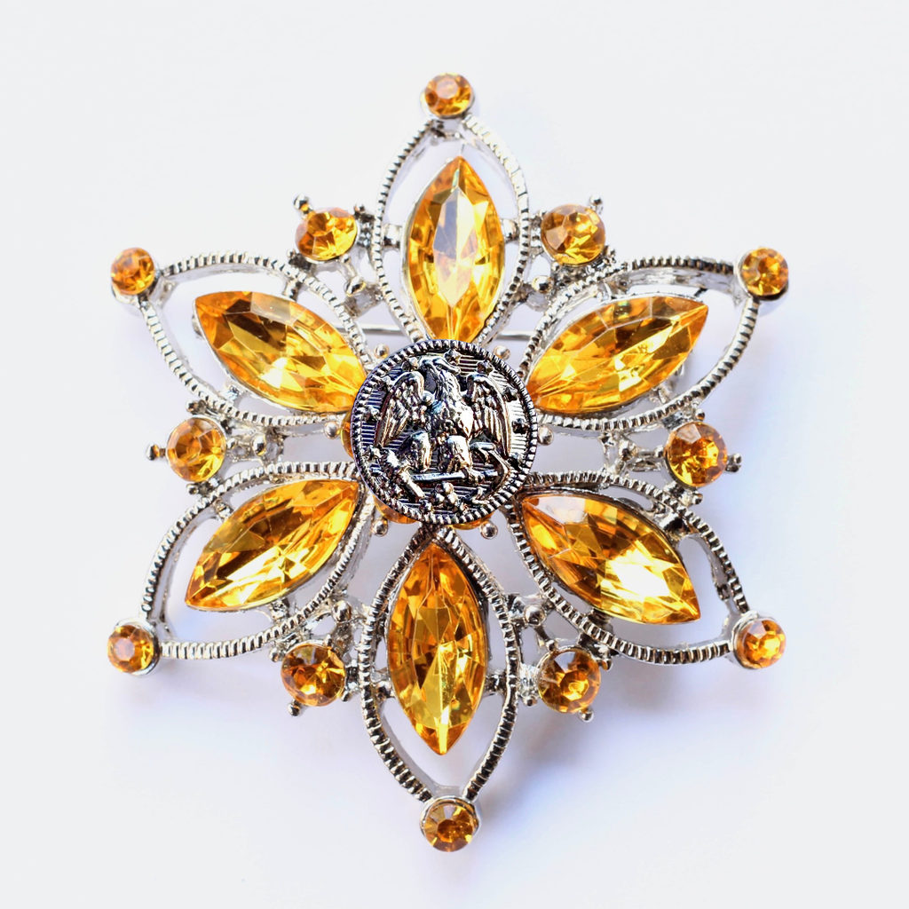 Navy Silver Signature Brooch 09L