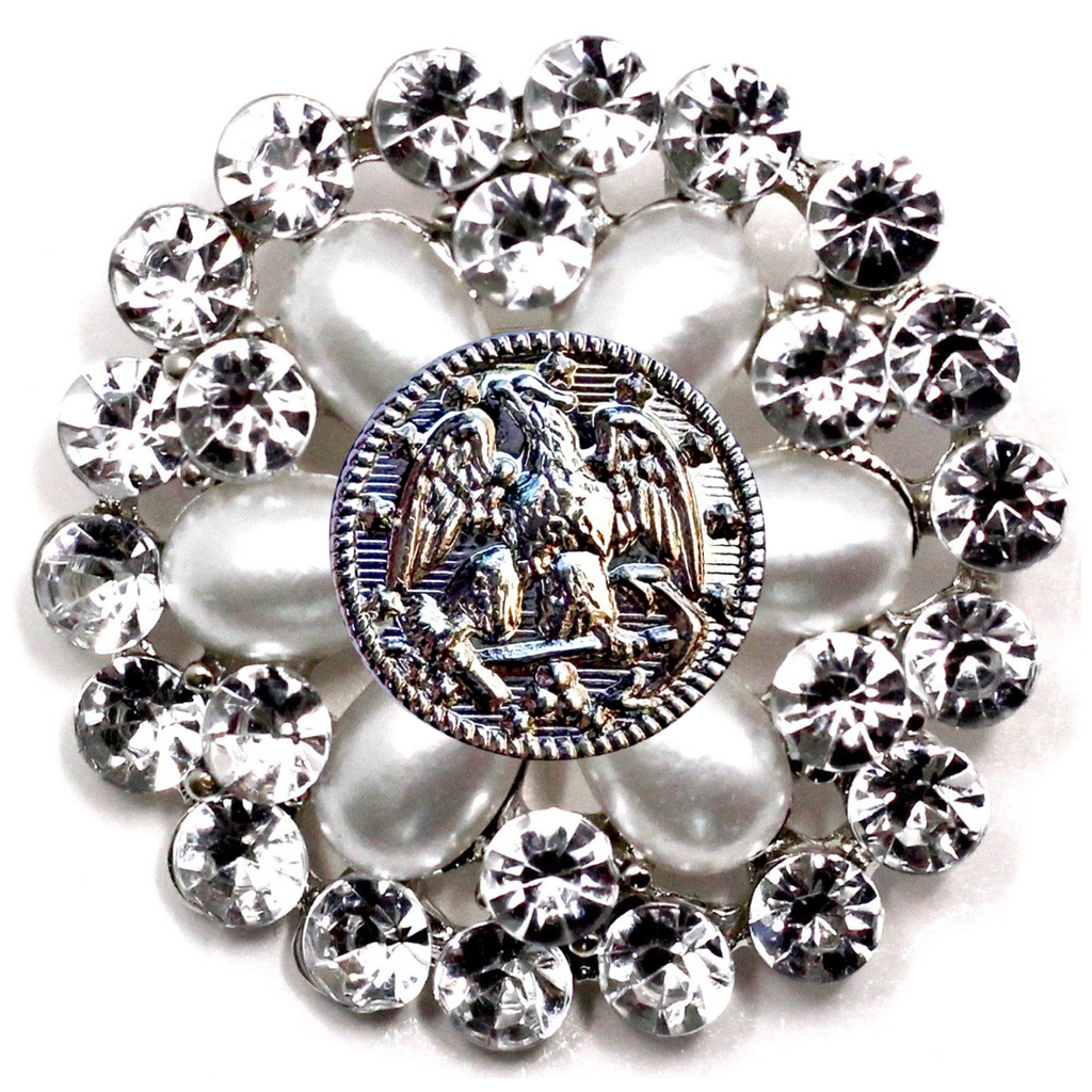 Navy Silver Signature Brooch 07F