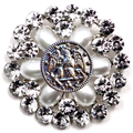 Navy Silver Signature Brooch 07F