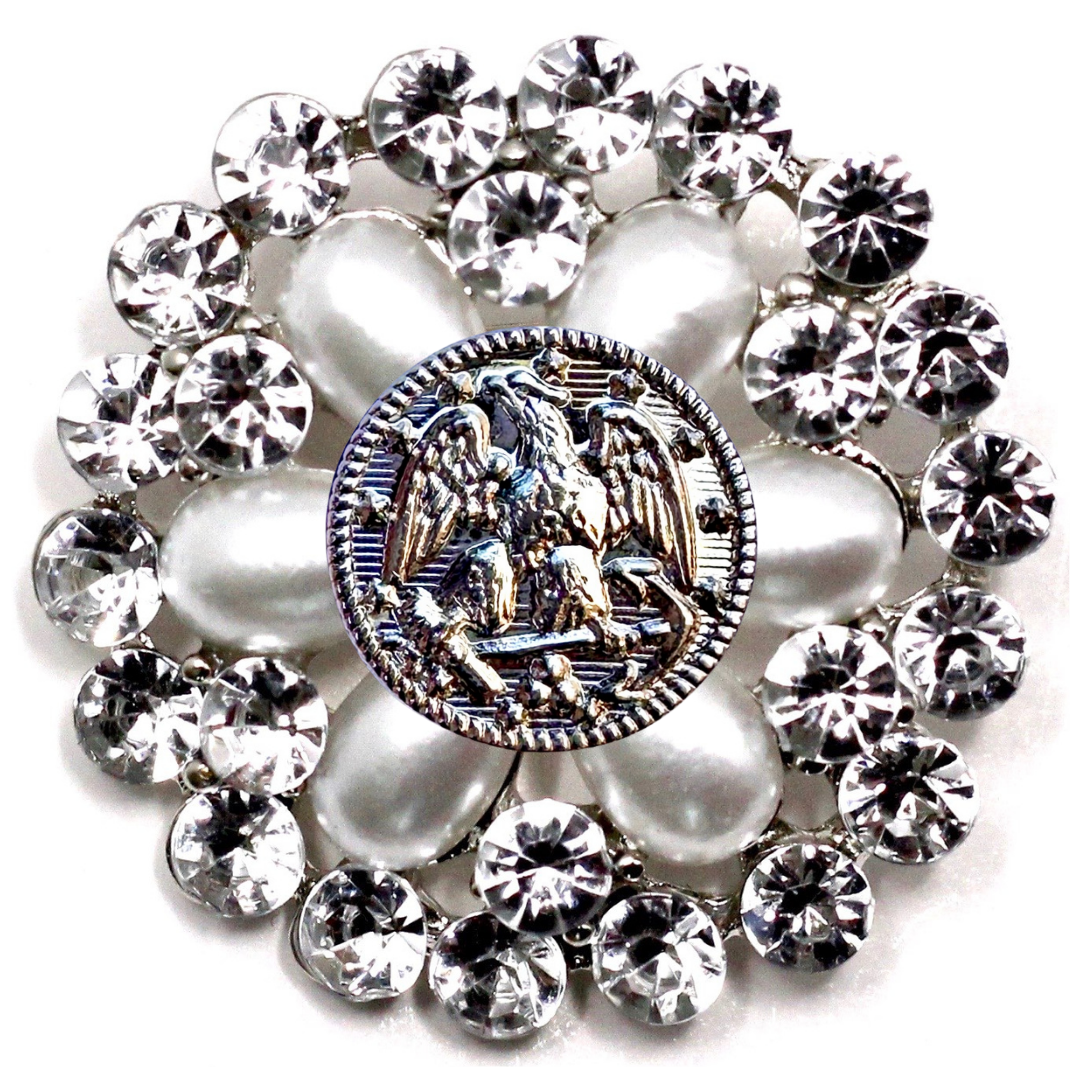 Navy Silver Signature Brooch 07F
