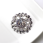 Navy Silver Signature Brooch 07F