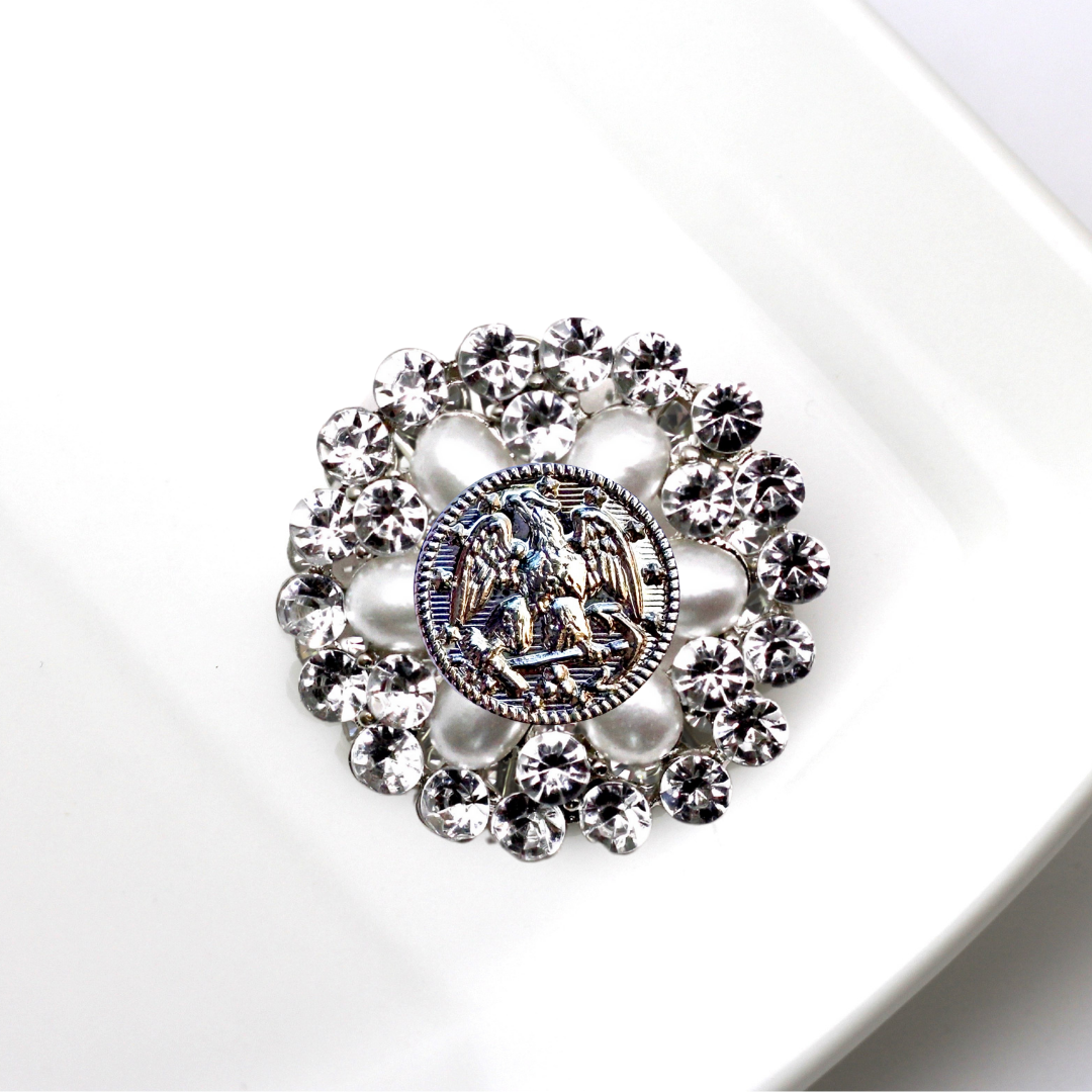 Navy Silver Signature Brooch 07F