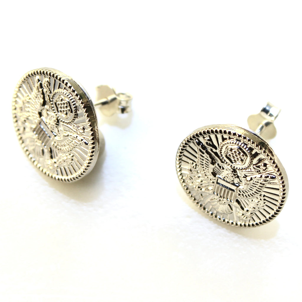 Signature Silver Army Post Earrings