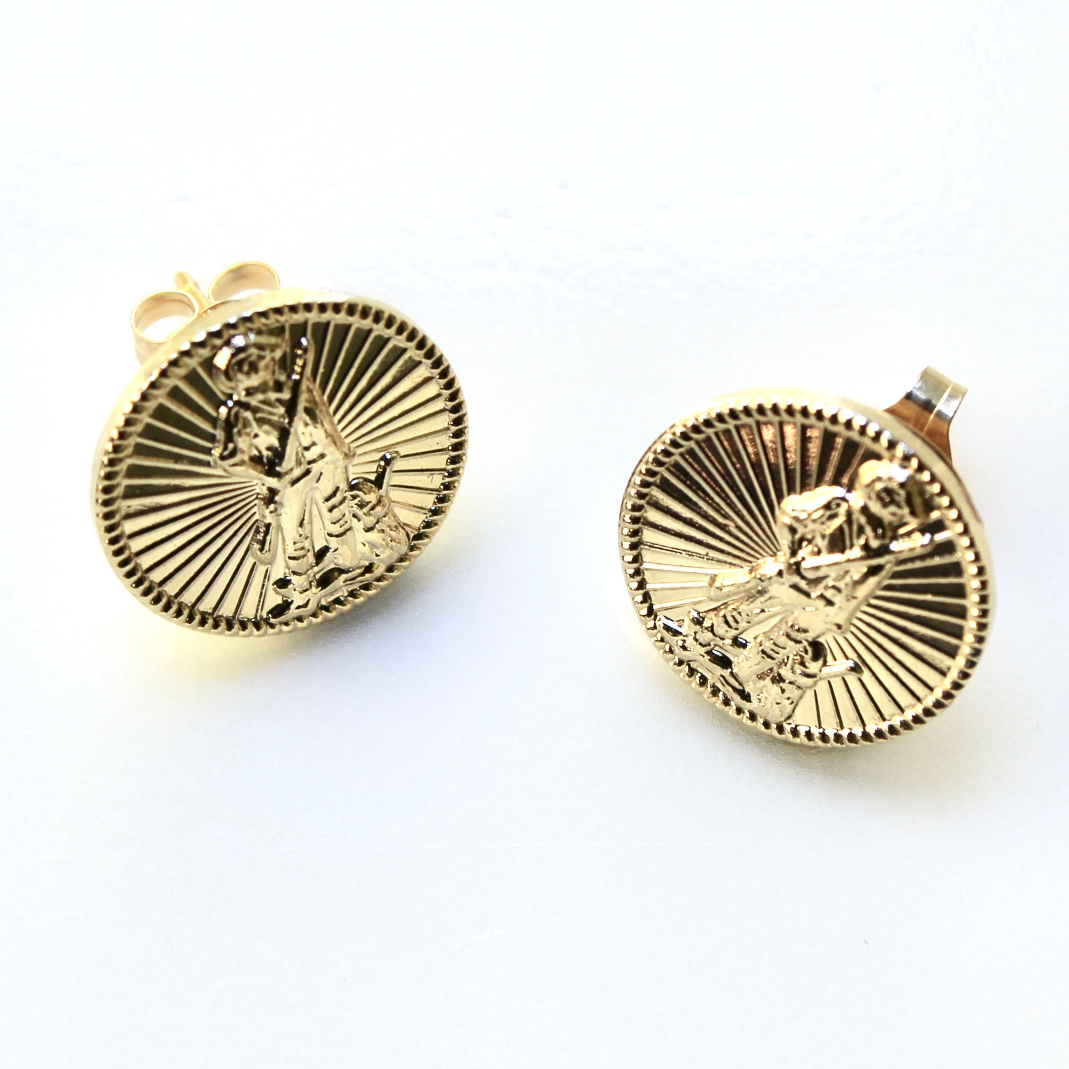 Signature Gold National Guard Post Earrings