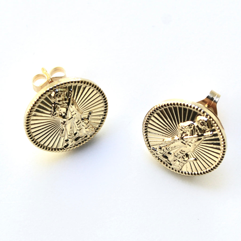 Signature Gold National Guard Post Earrings