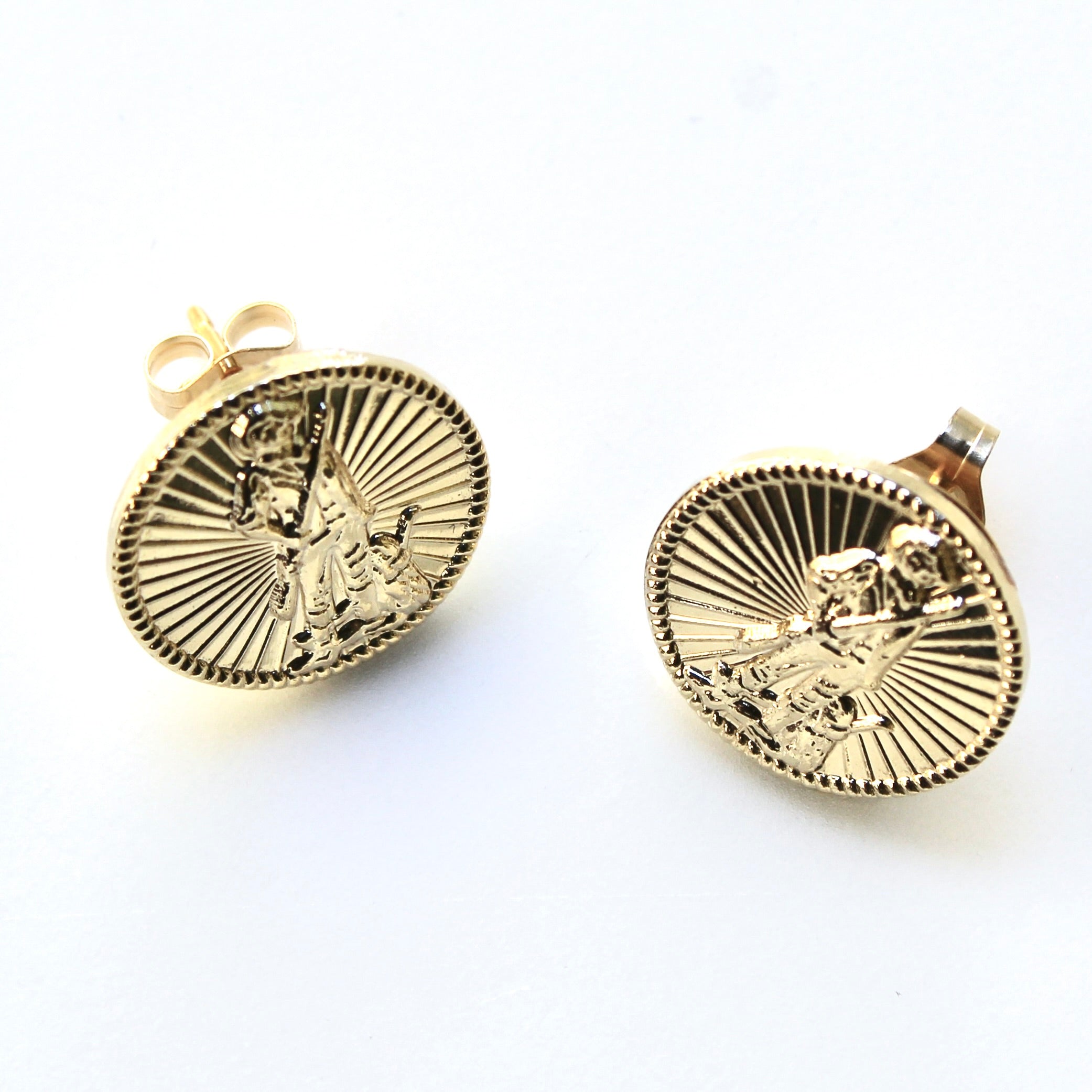 Signature Gold National Guard Post Earrings